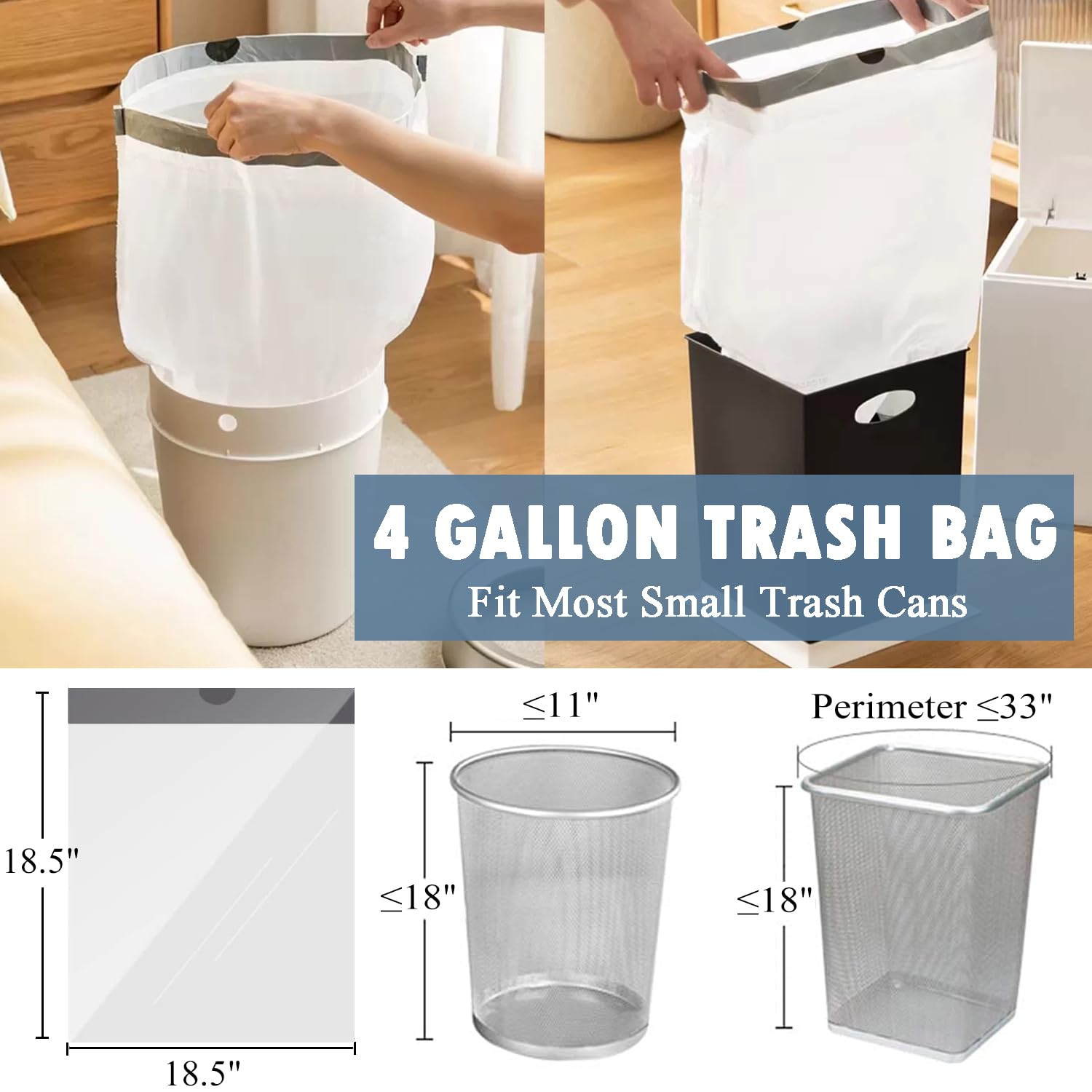 Small Trash Bags 4 Gallon (57 Count)