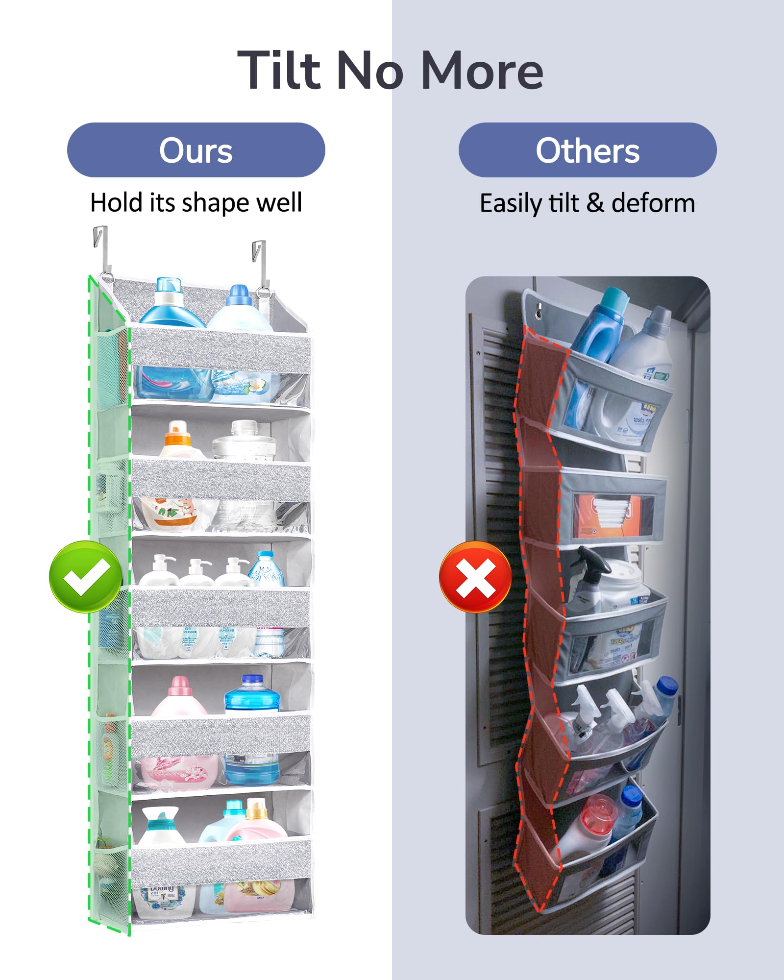 1 Pack Over Door Organizer with 5 Large Pockets 10 Mesh Side Pockets