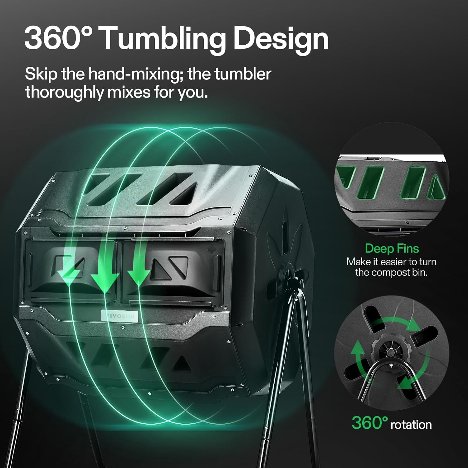 Outdoor Tumbling Composter Dual Rotating Batch Compost Bin