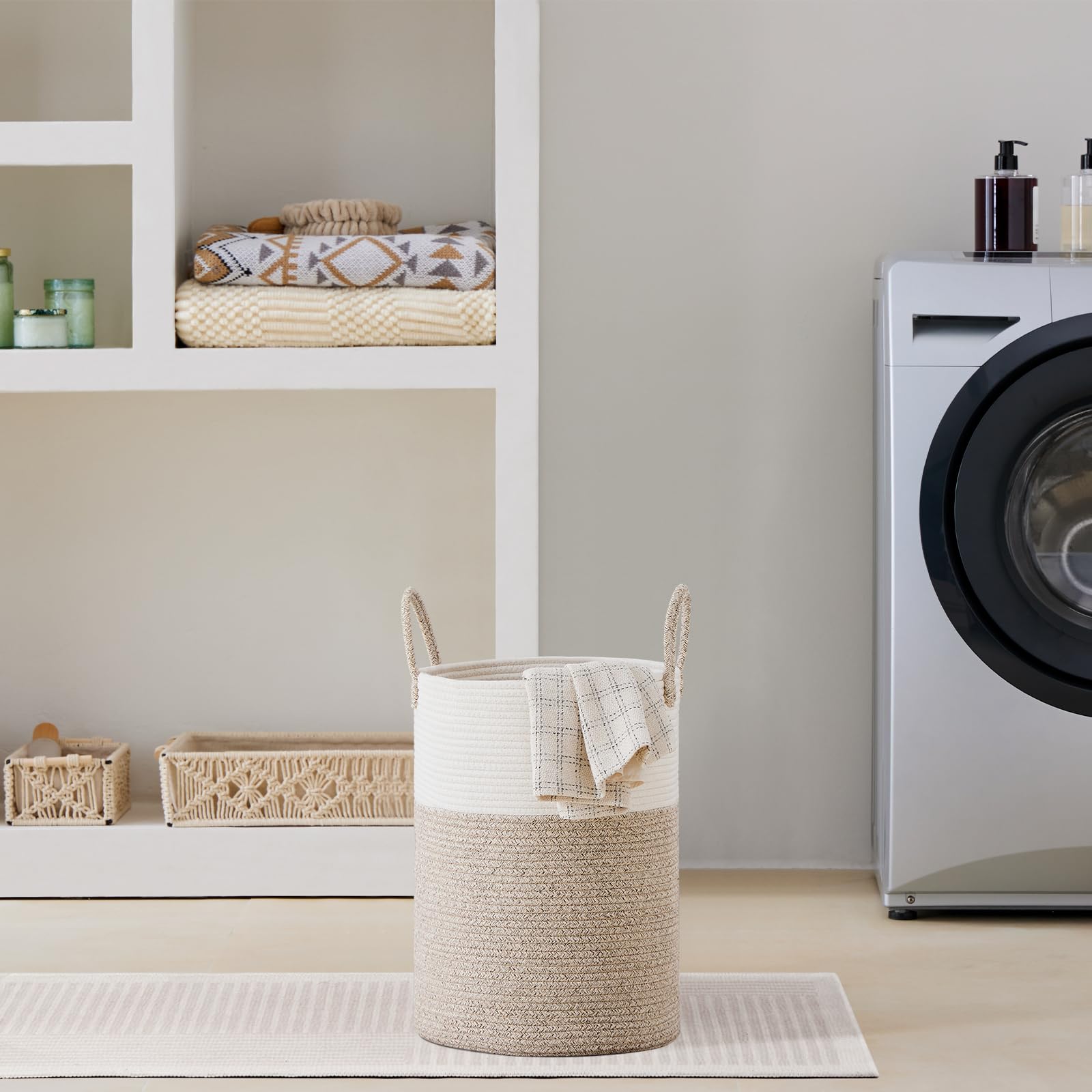 30L Small Woven Laundry Basket Hamper