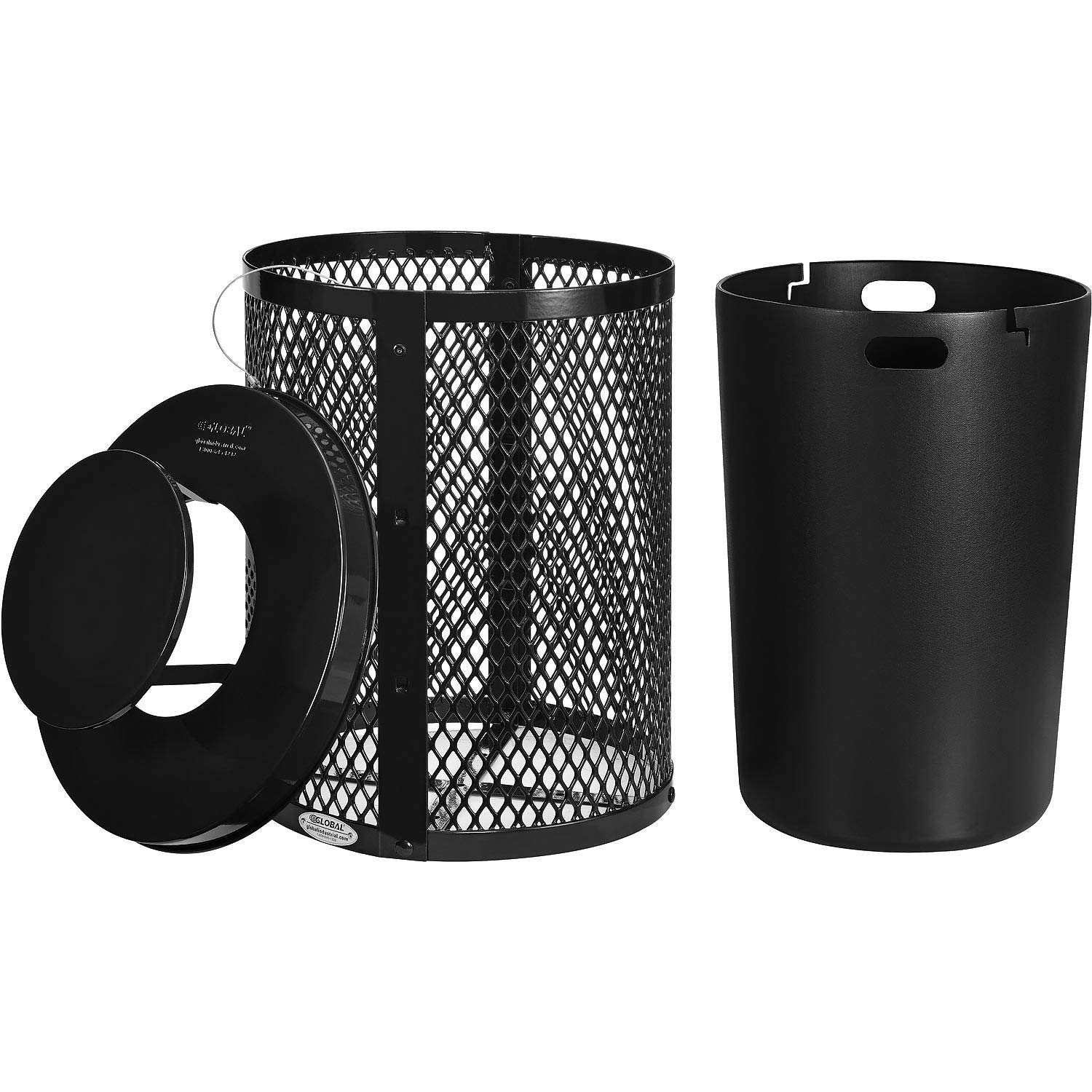 Outdoor Diamond Steel Trash Can with Rain Bonnet Lid