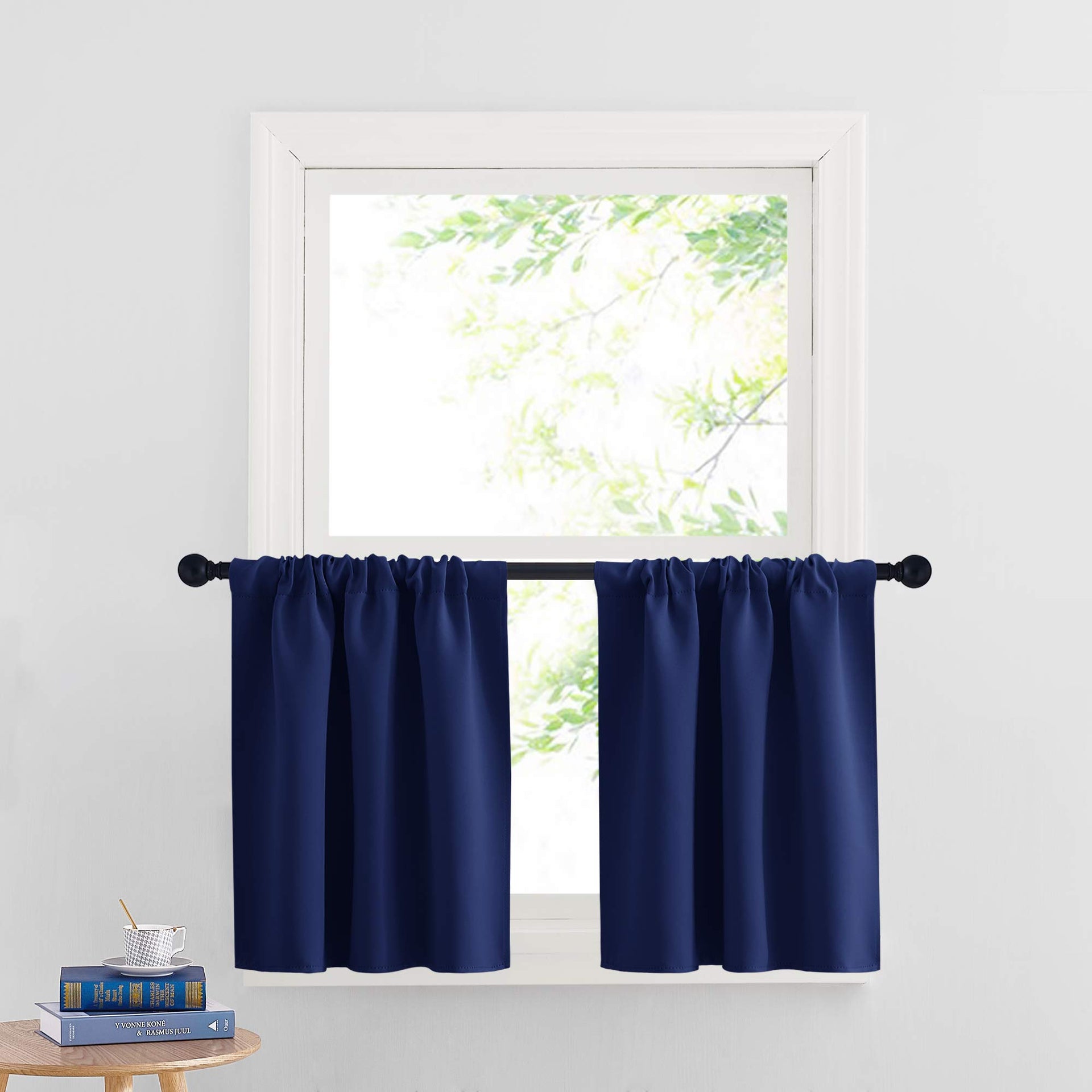 Cafe Blackout Curtains 24 inch Length for RV Camper Kitchen Window (2 Count)