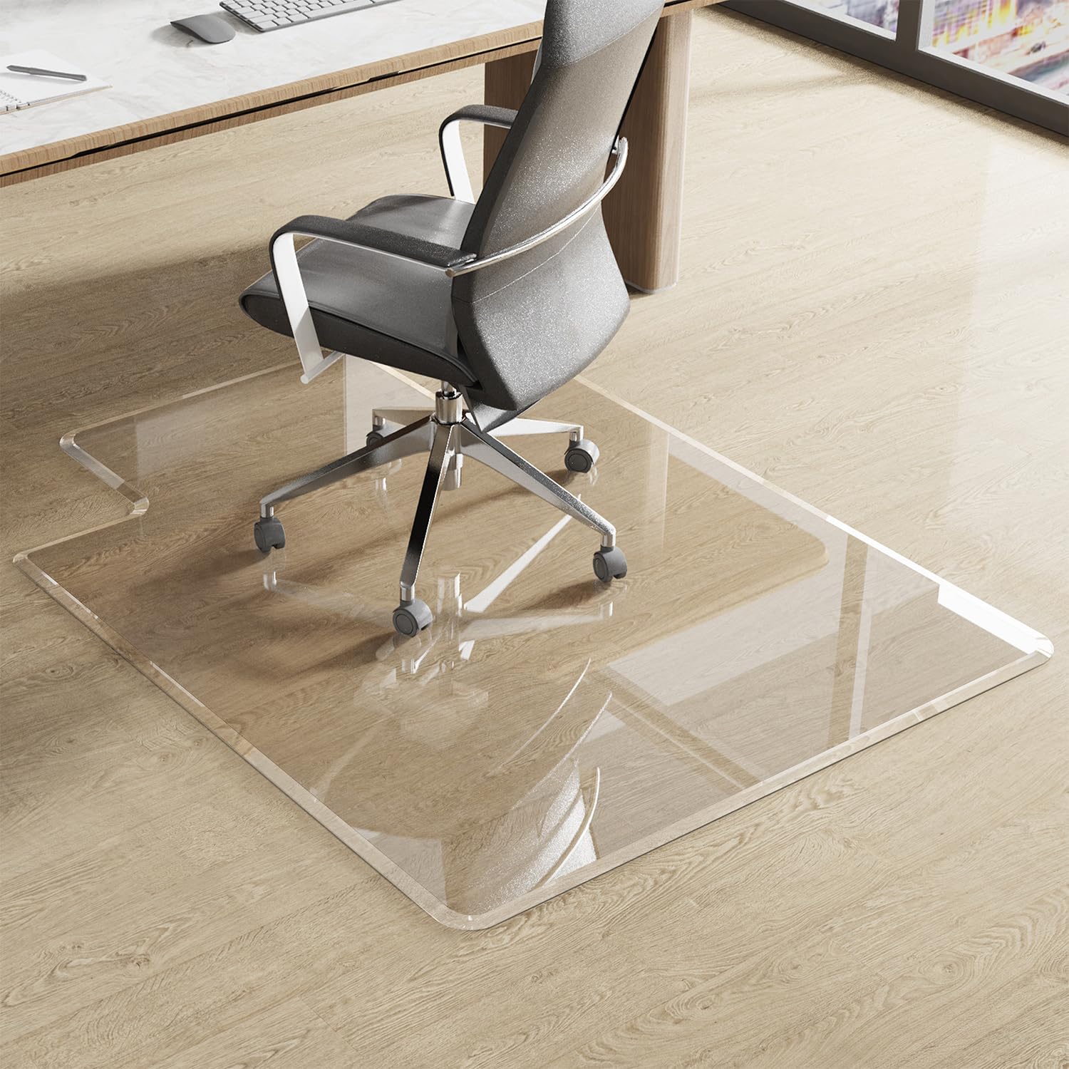 Beveled Edge Office Chair Mat for Carpet or Hardwood Floor