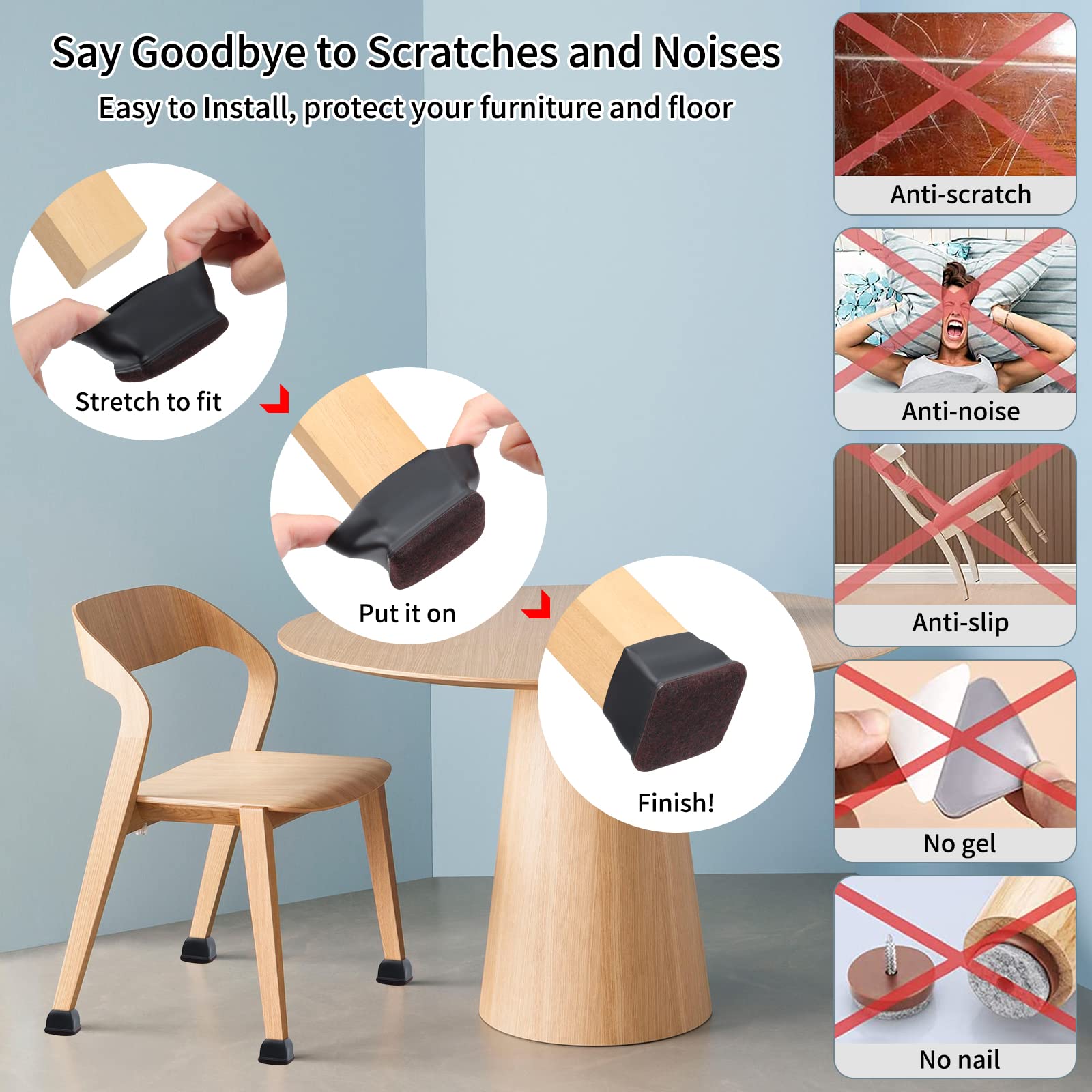 24 Pcs Square Chair Leg Floor Protectors for Hardwood Floors (24 Count)