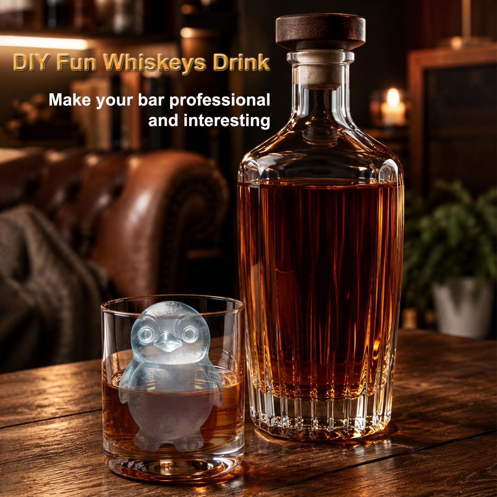 3D Penguin Ice Cube Silicone Molds Tray for Whiskey (2 Count)