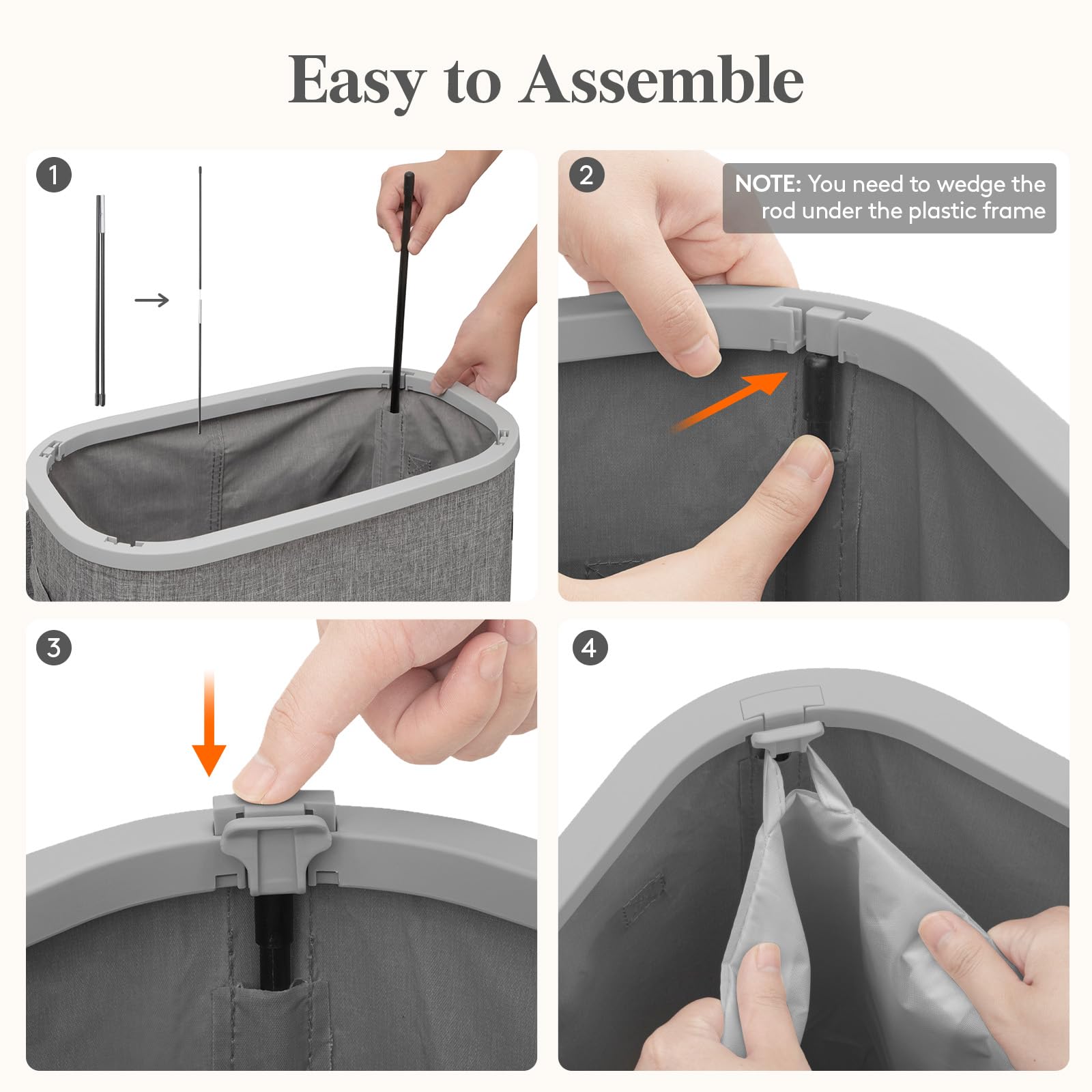 Slim Laundry Basket with Lid and Removable Bag
