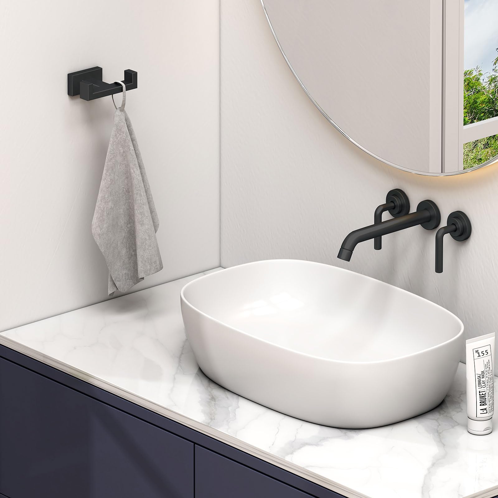 Double Towel Hook Matte Black