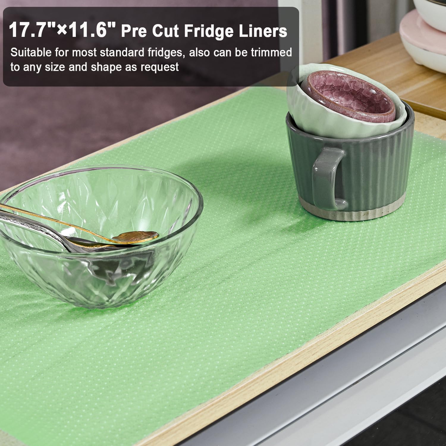 12Pcs Refrigerator Liners Washable Fridge Shelf Liners Refrigerator Mats for Freezer Glass Shelves Kitchen Cabinets Cupboards Drawers