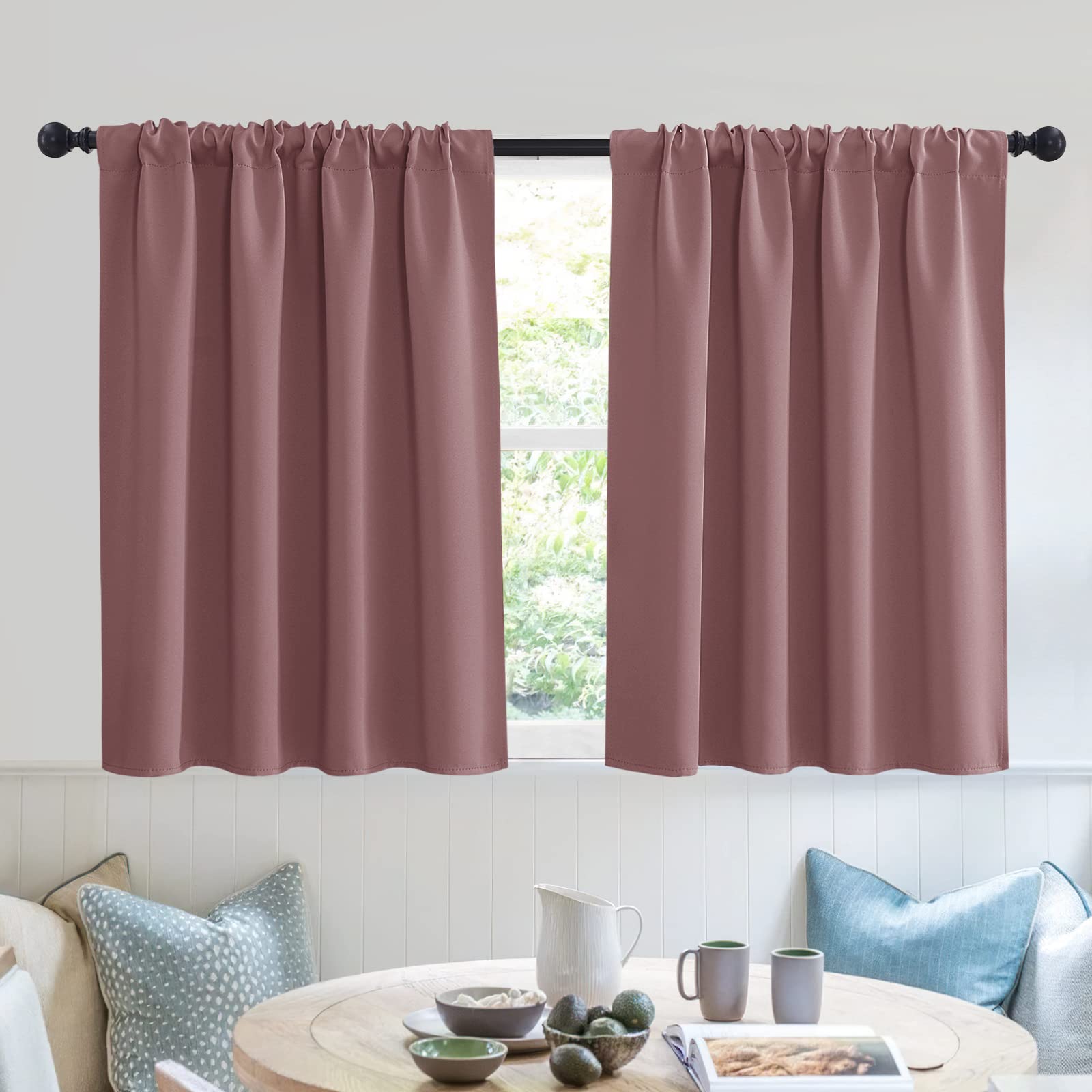 Short Blackout Privacy Curtains 30 inch Long for Bathroom Window (2 Count)