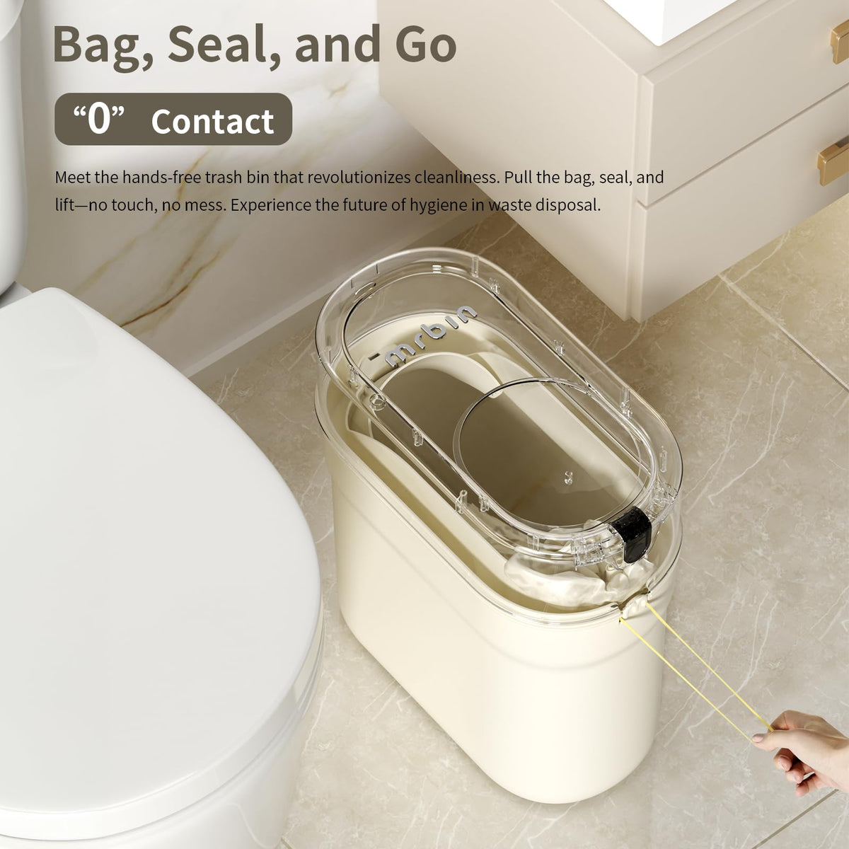 Slim Pull Out Automatic Bagging Bathroom Trash Can