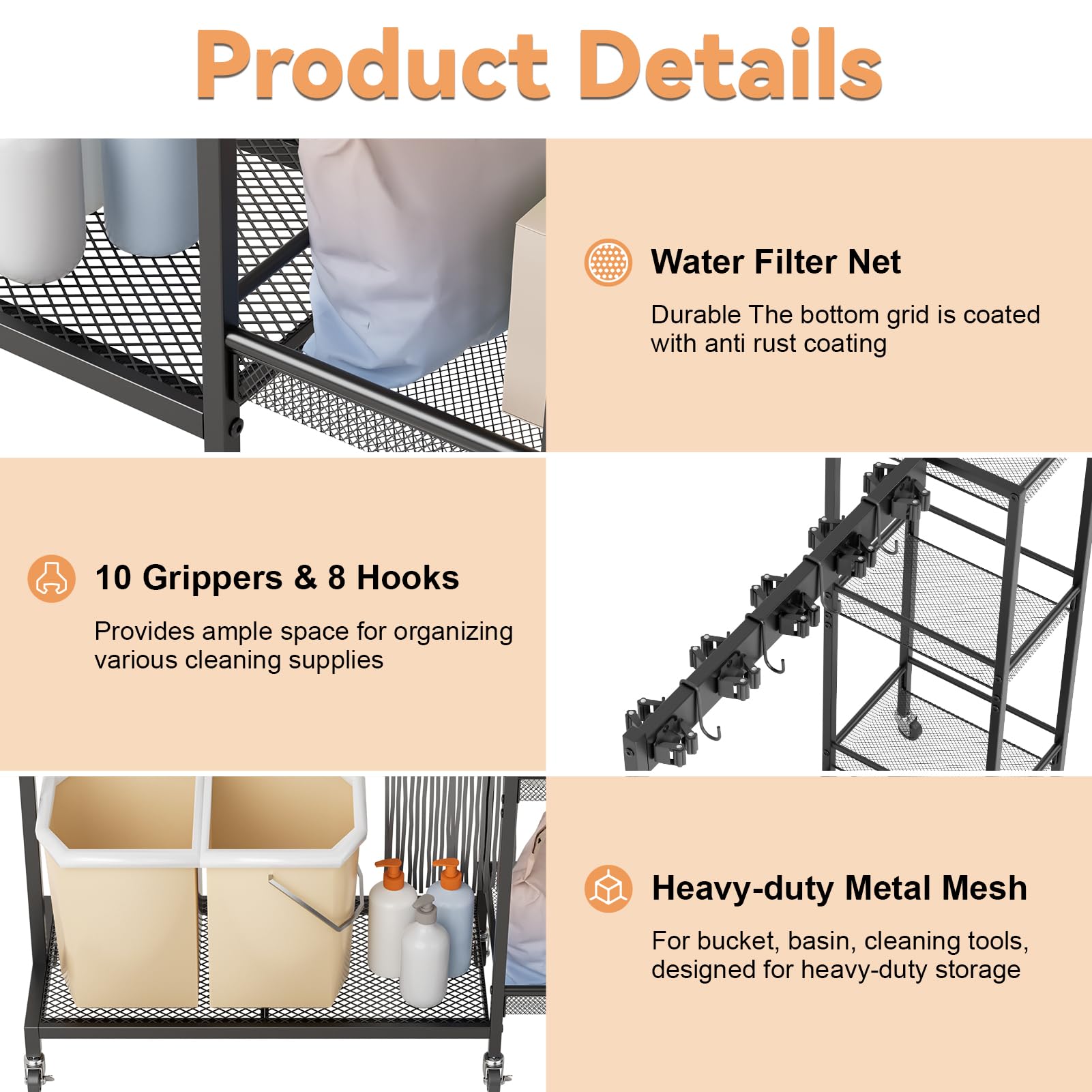 Broom Holder Cleaning Supplies Organizer