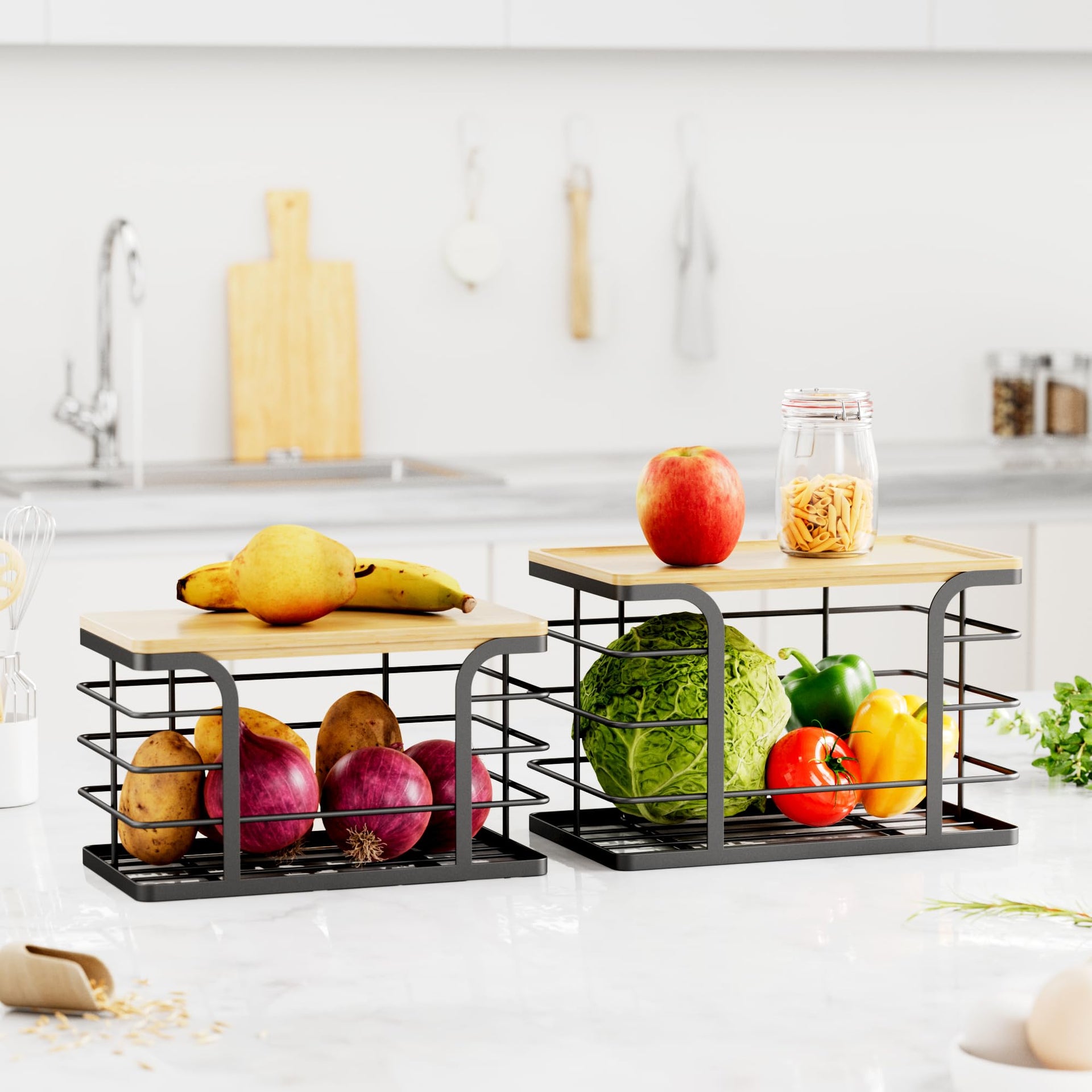 2 Pack Stackable Storage for Kitchen Laundry Pantry Organizers (2 Count)