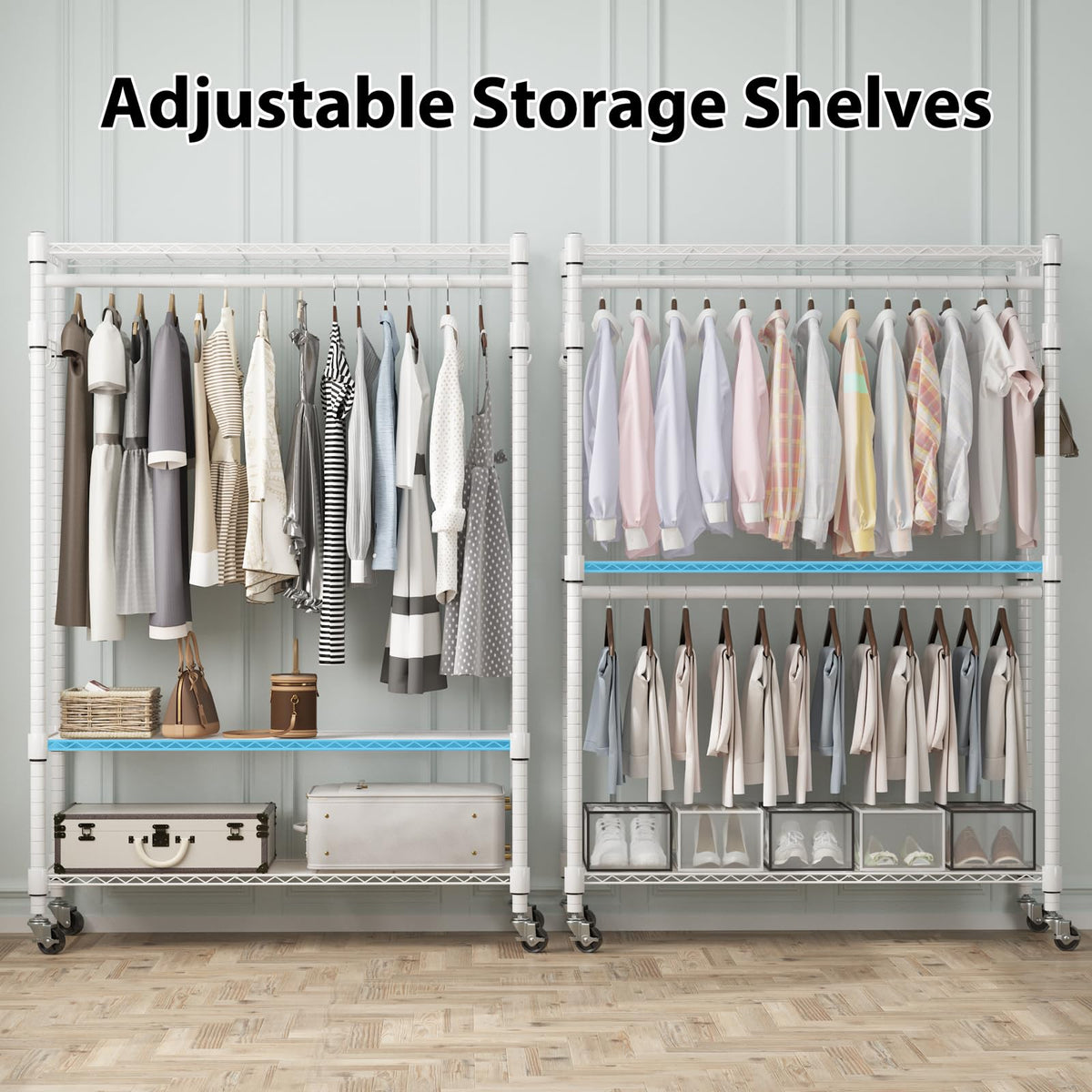3 Tier Heavy Duty Garment Rack with Wheels