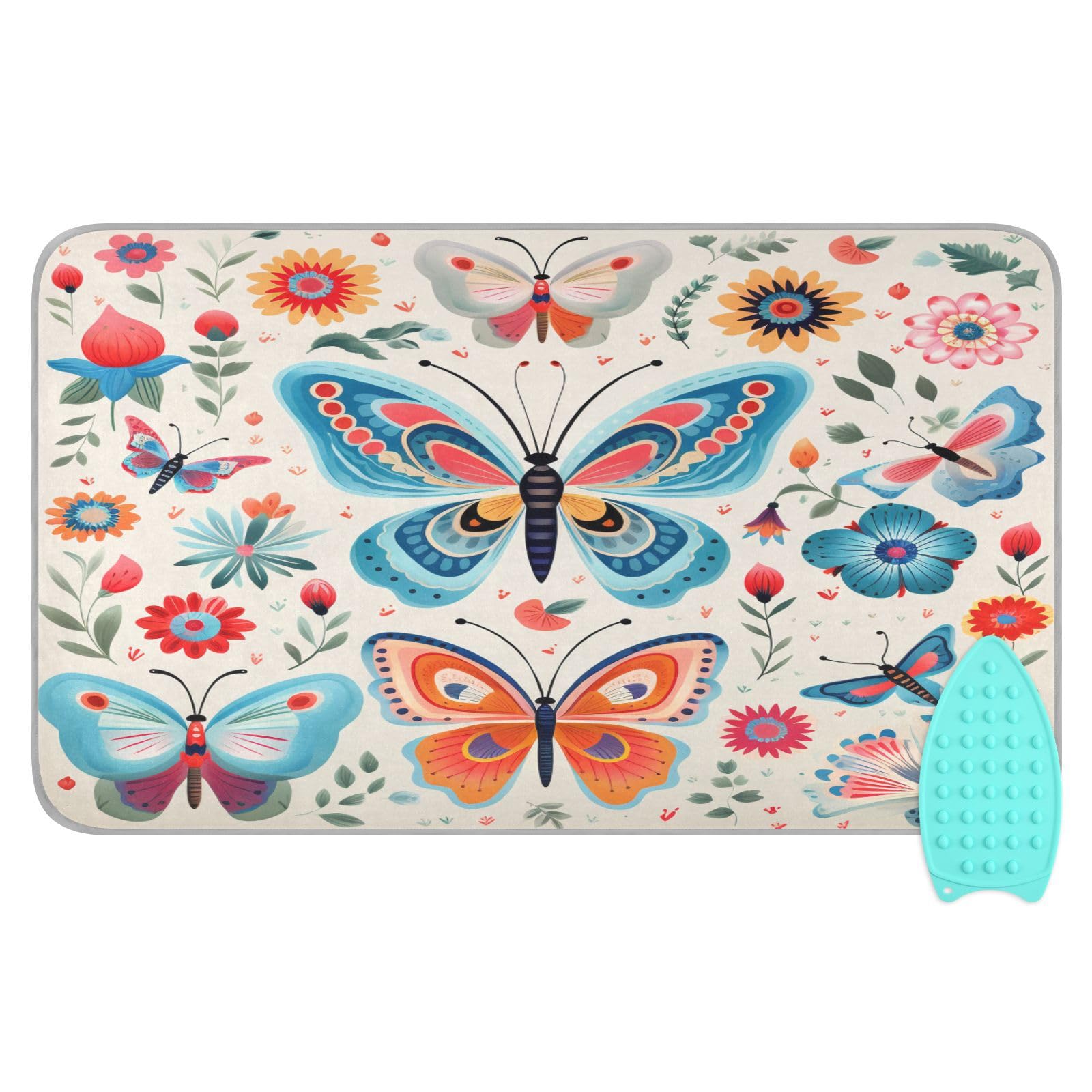Decorative Butterfly Floral Ironing Mat Thickened Ironing Blanket Travel Portable Double