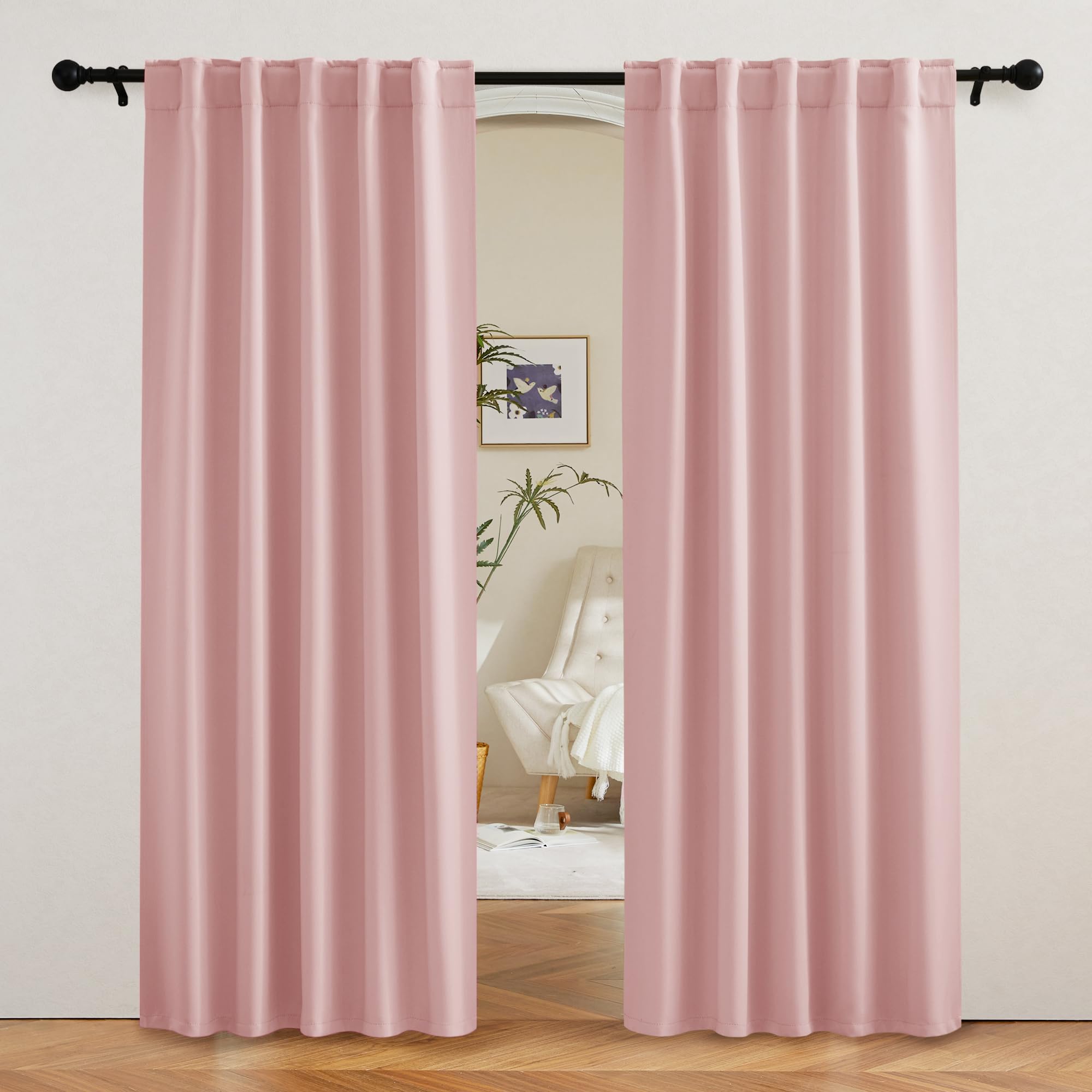 Blackout Curtains 80 inches Long for Bedroom Living Dining Room (2 Count)