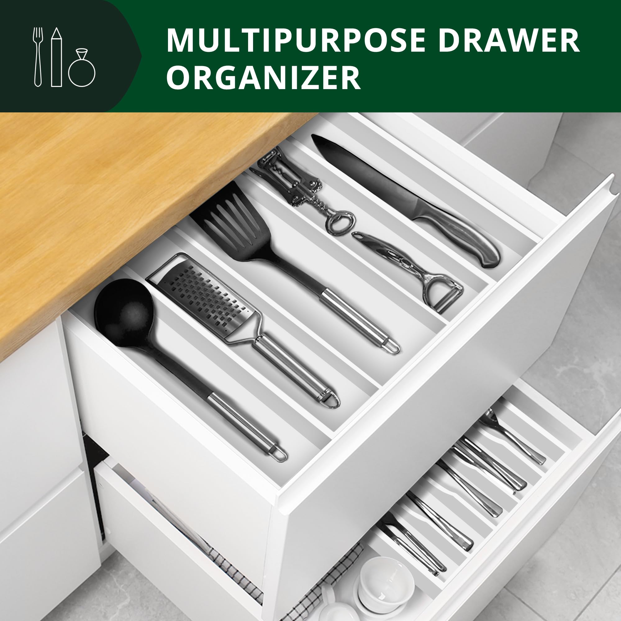 Luxury Bamboo Kitchen Drawer Organizer