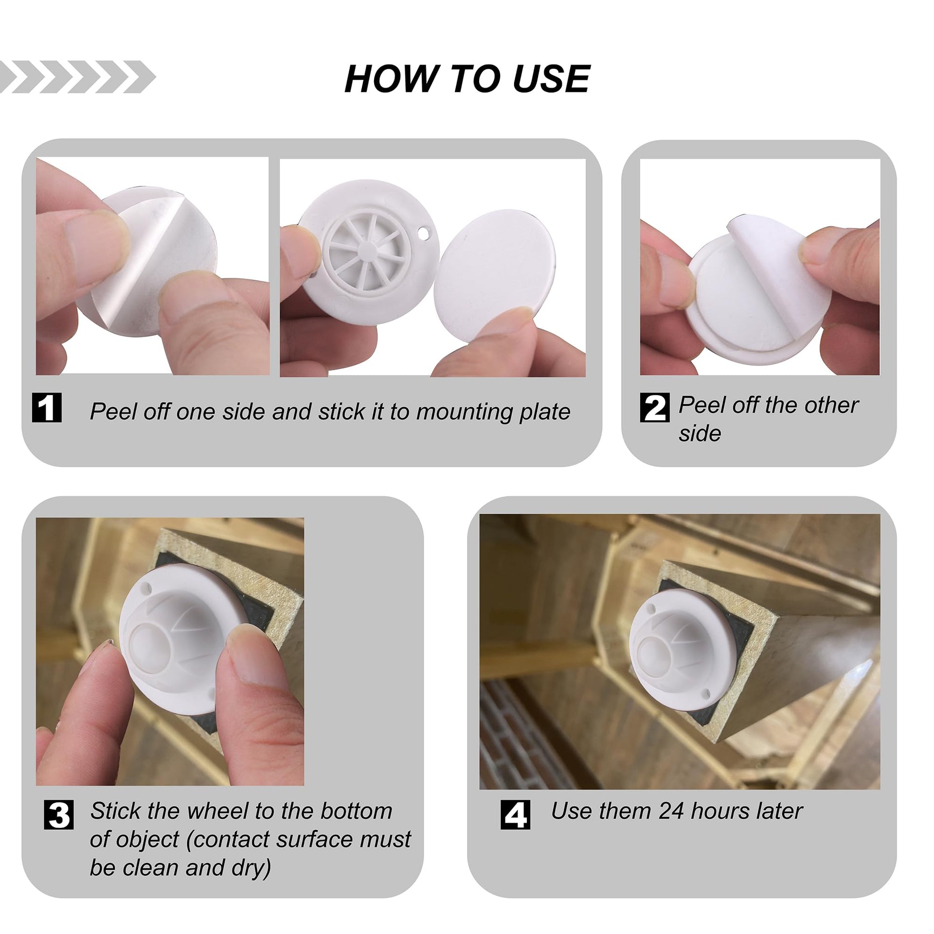 8 Pack Self Adhesive Caster Wheels for Kitchen Appliance Rollers (8 Count)