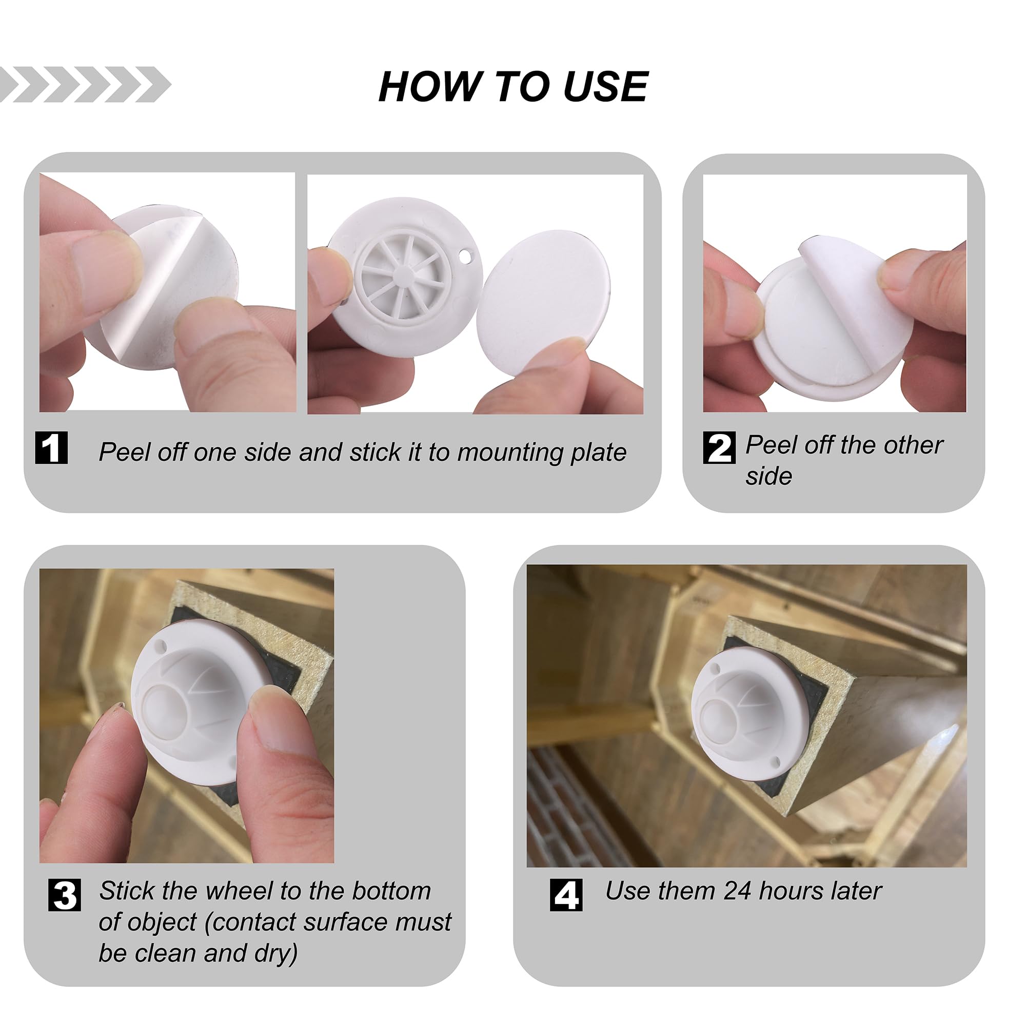 16 Pack Self Adhesive Caster Wheels for Kitchen Appliance Rollers (16 Count)