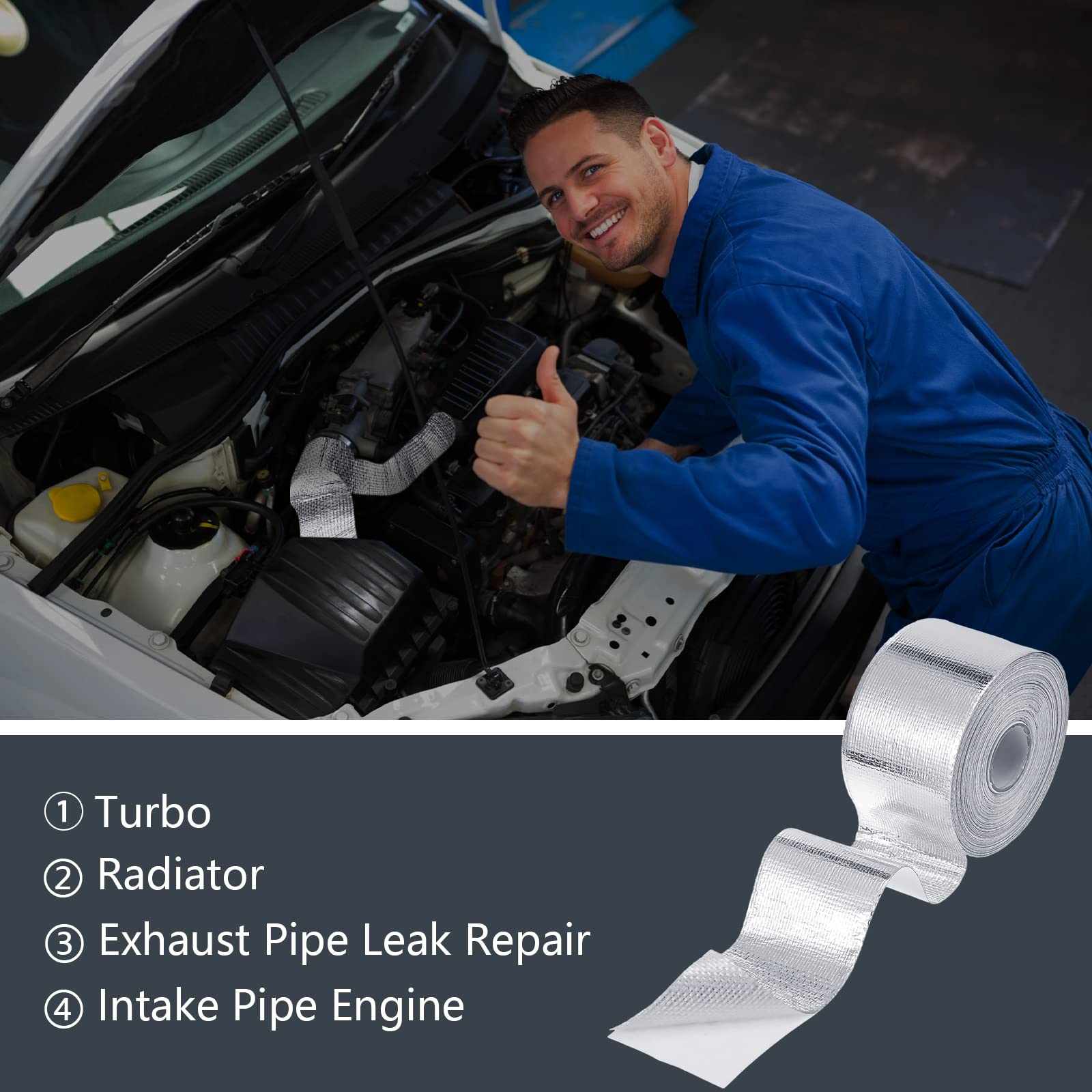 2 Rolls Aluminum Foil Tape Heat Shield Tape Barrier Adhesive Reflective Fiberglass Thermal Insulation Reflective Material High Temp Protection (131.2 Foot)