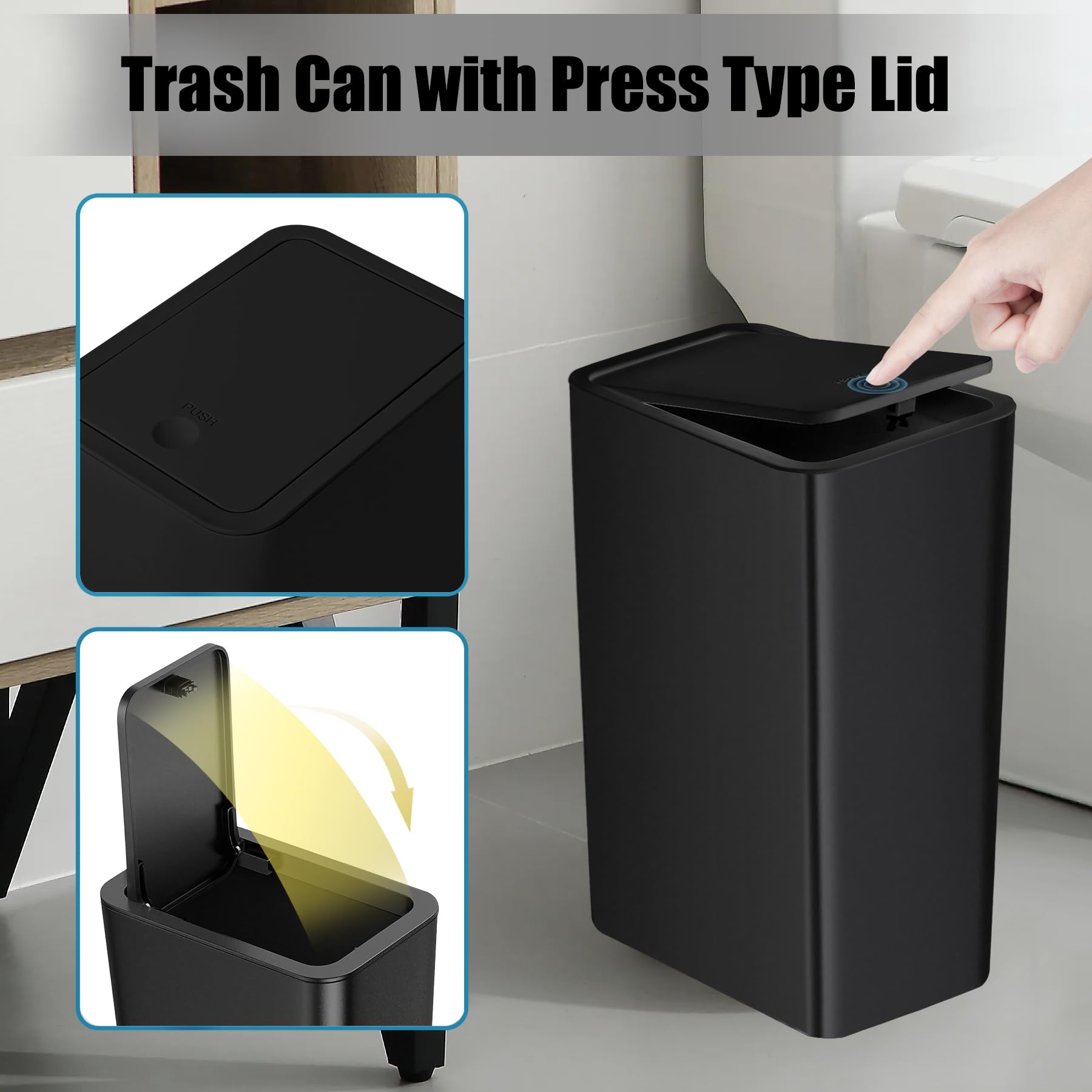 Bathroom Trash Can with Lid (2 Count)