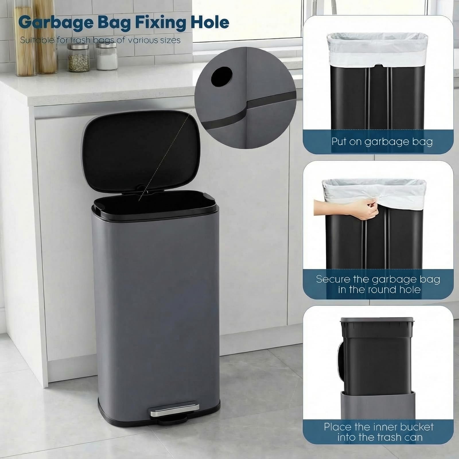 8 Gal Kitchen Trash Can