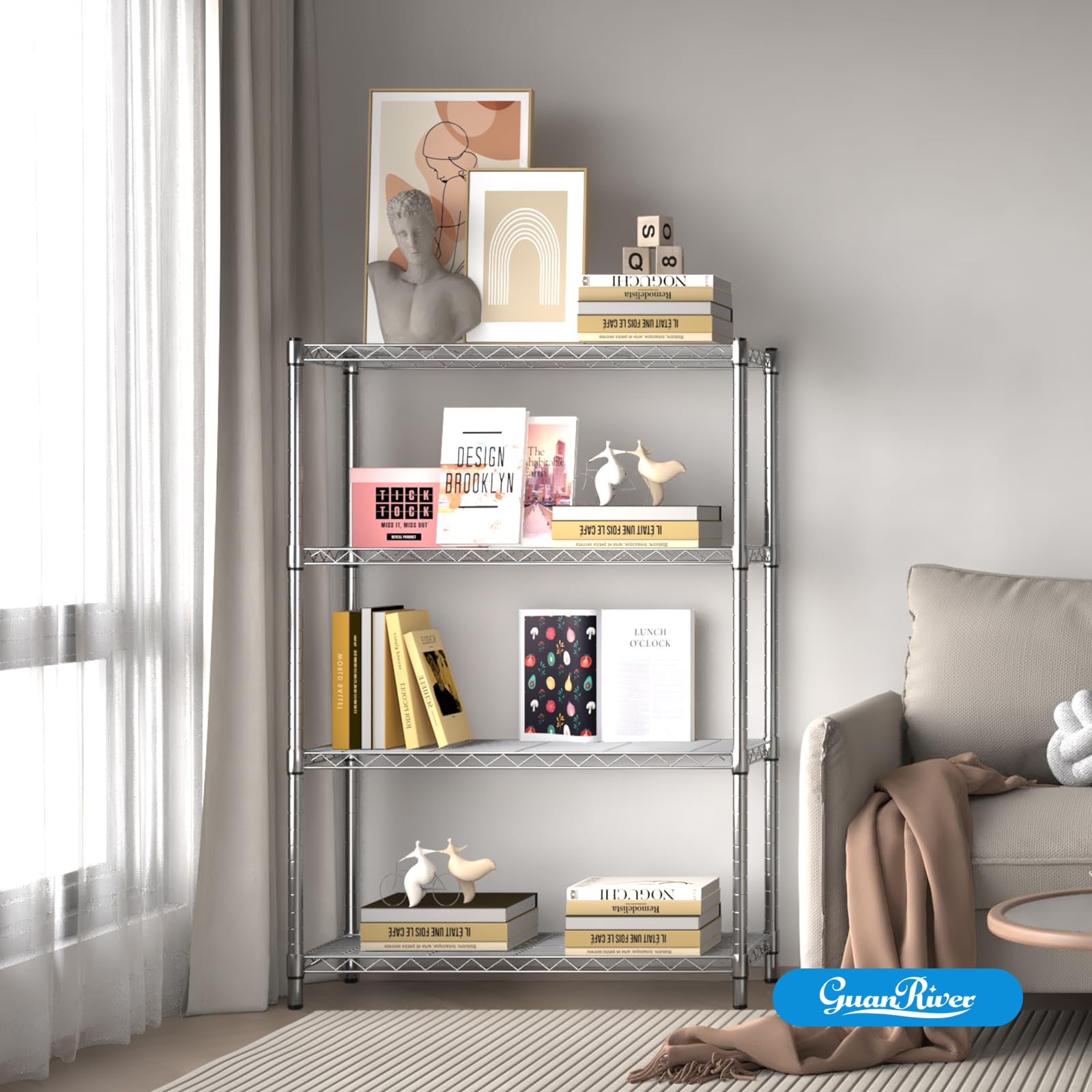 4 Shelf Adjustable Metal Wire Shelving