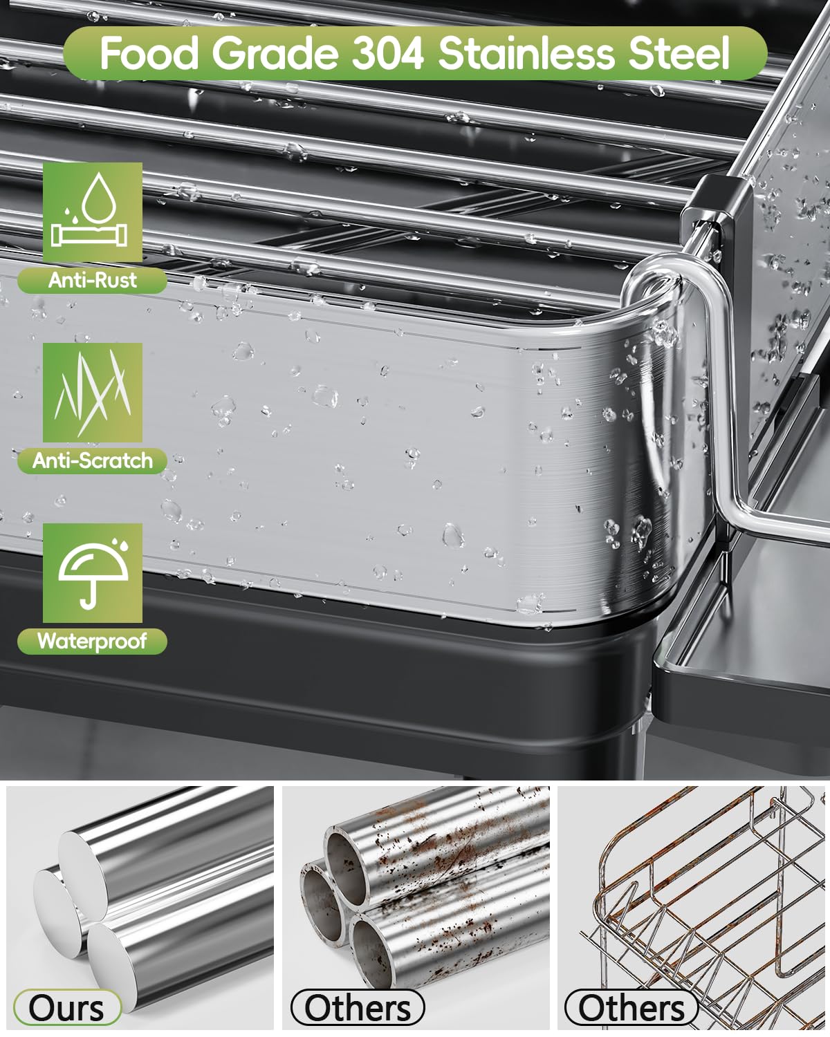 Dish Racks Thicker Premium 304 Stainless Steel Dish Drying Rack for Kitchen Counter