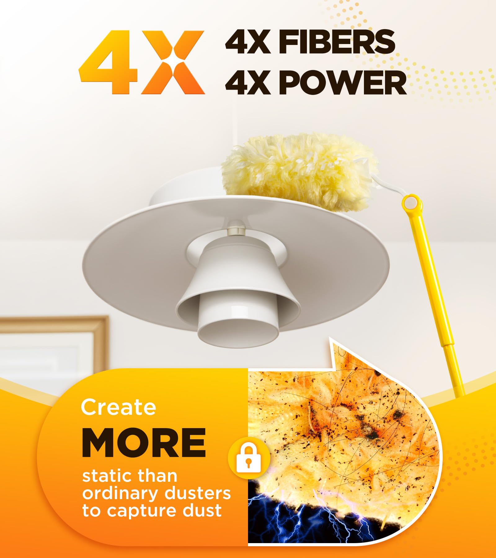 Heavy Duty Duster Refill Kit for Swiffer Duster with 3 ft Extension Pole & 20 Count Refills