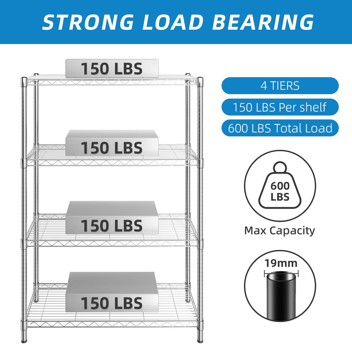 4 Shelf Adjustable Metal Wire Shelving