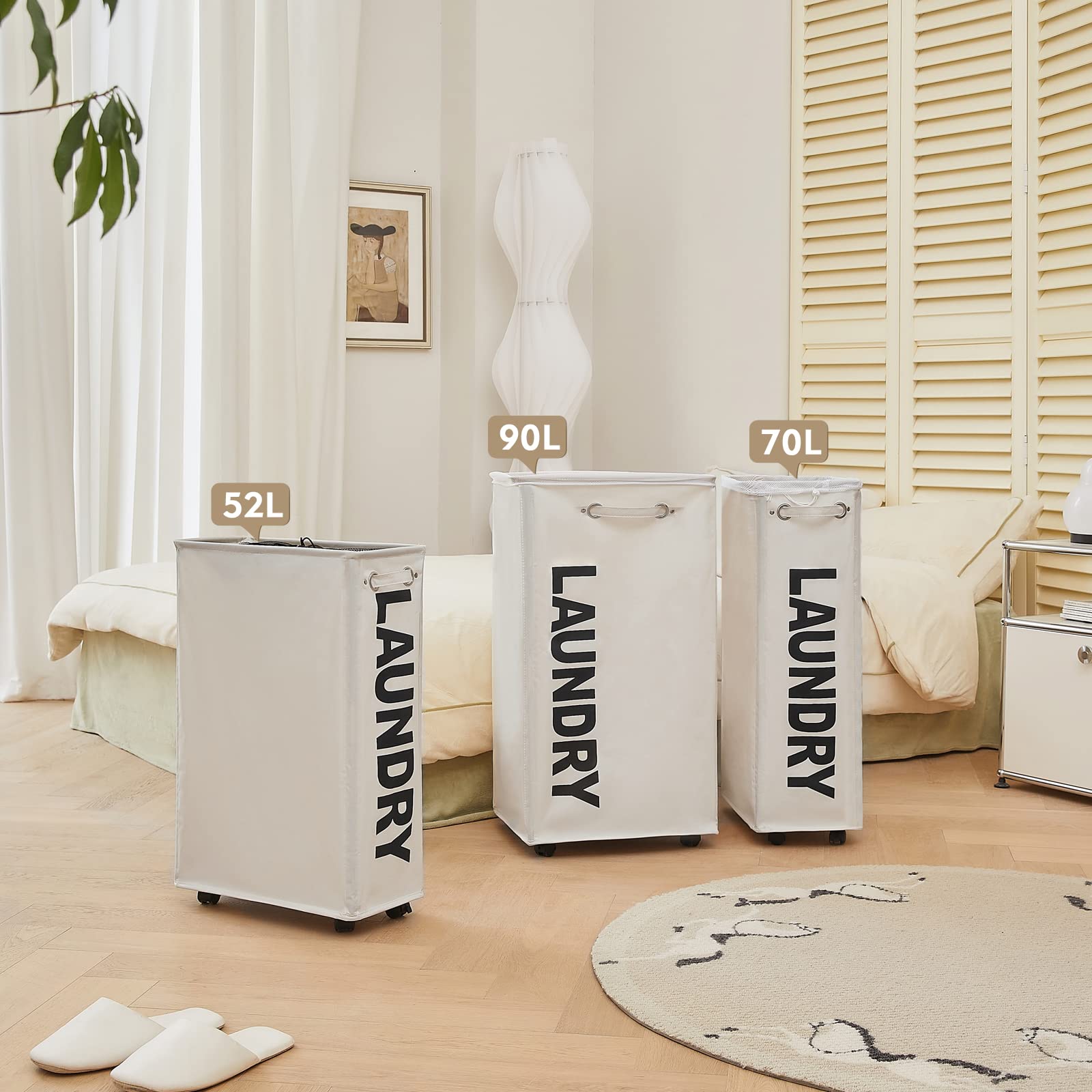 29" Enlarged Slim Rolling Laundry Basket Hamper on Wheels