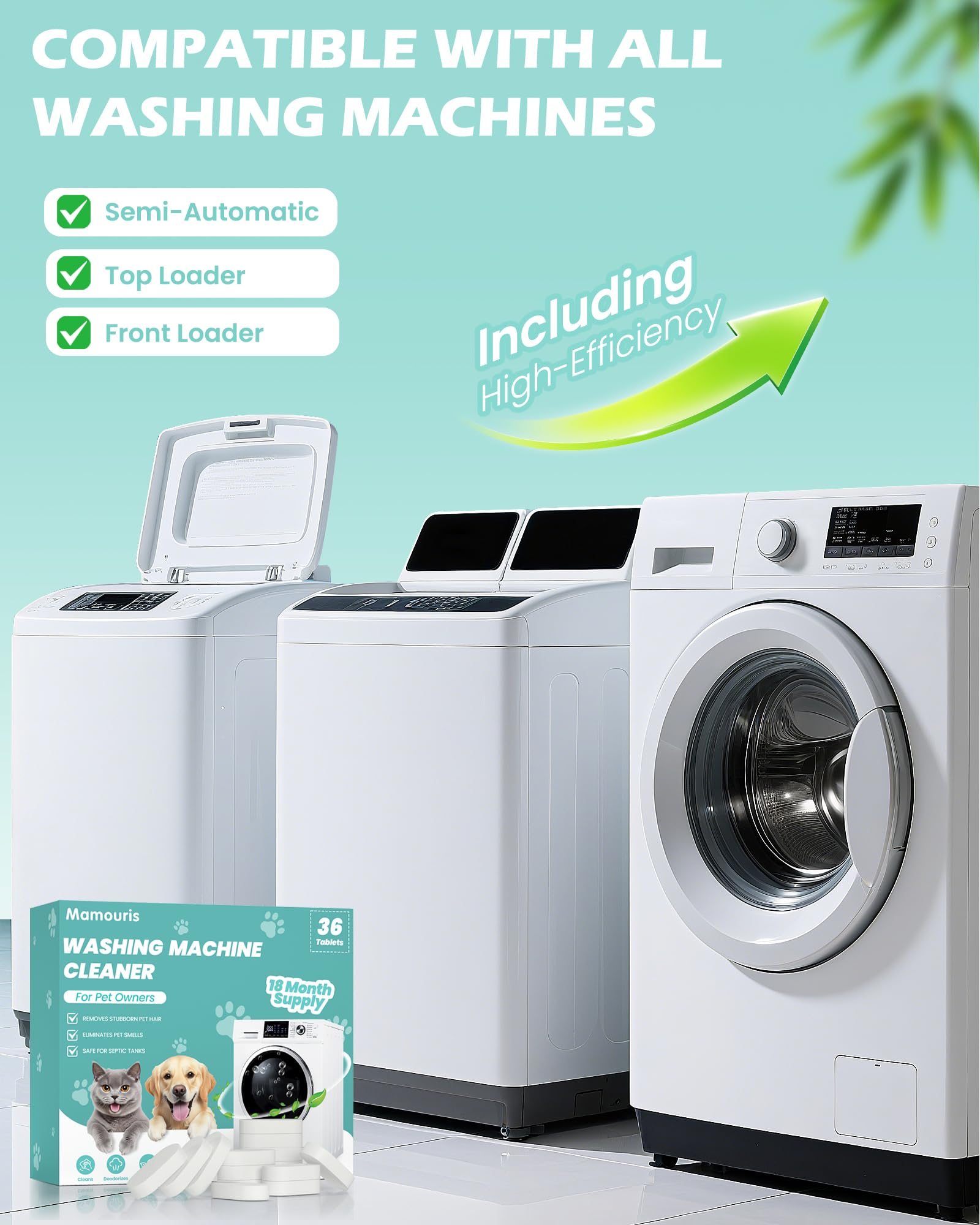 Washer Machine Cleaner Small Tablets Pro for Pet Owners 36 Pack 8G (36 Count)