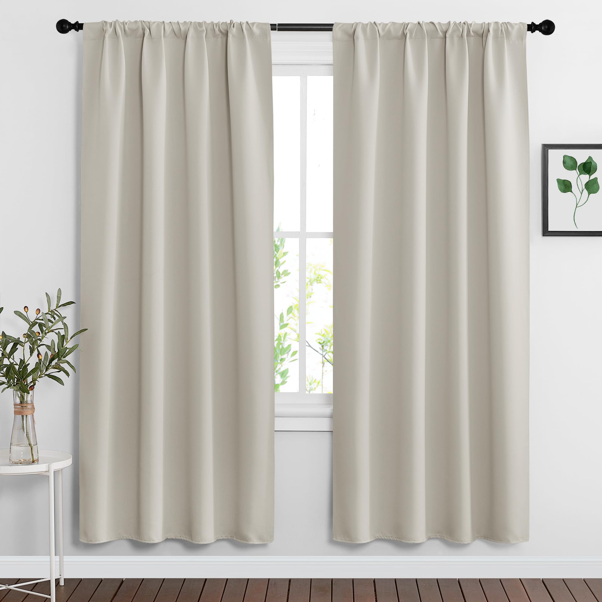 Curtains for Bedroom Living Room Nursery Office 63 inches Long (2 Count)