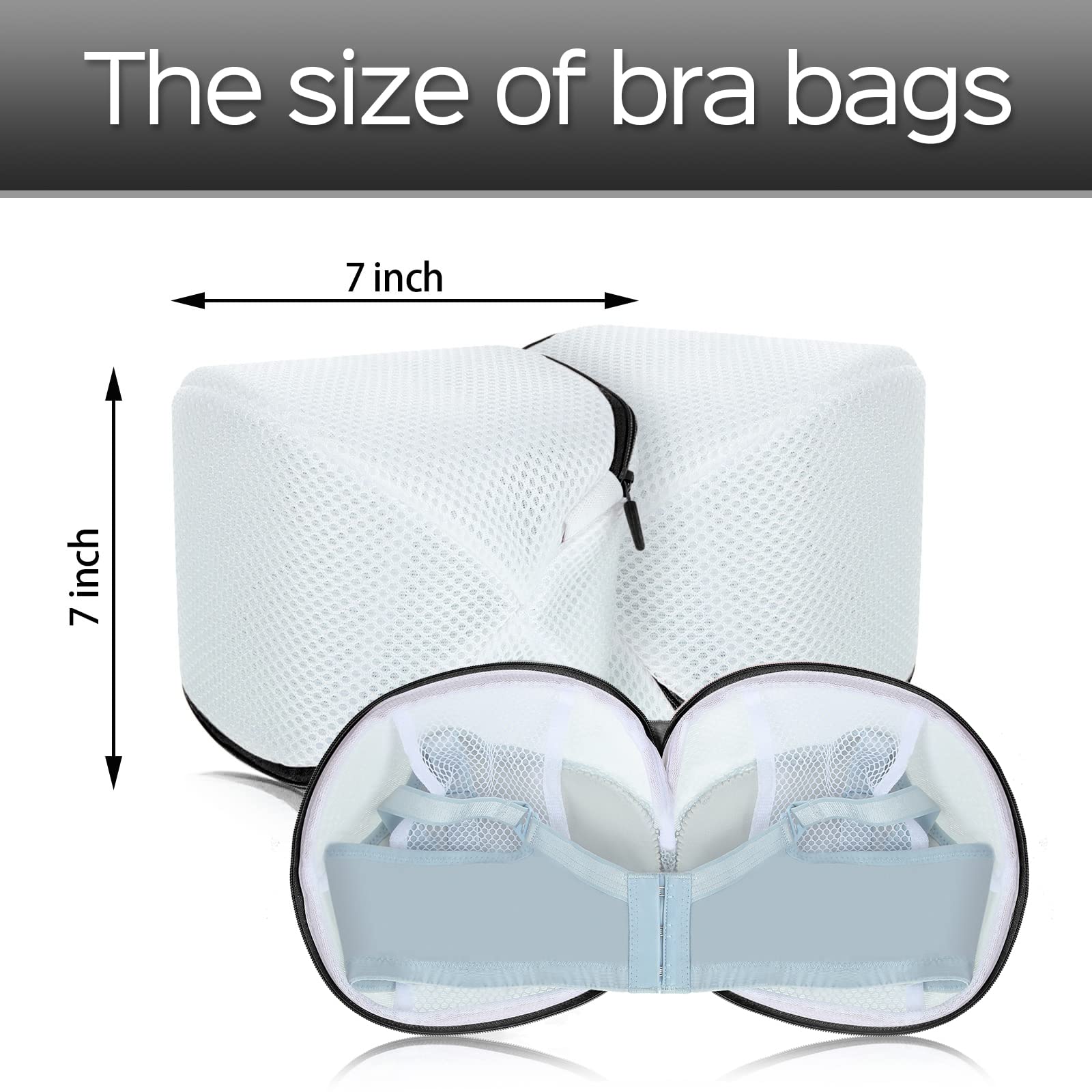 6 Pcs Bra Washing Bag for Laundry Storage Women 7.87 Inch Black