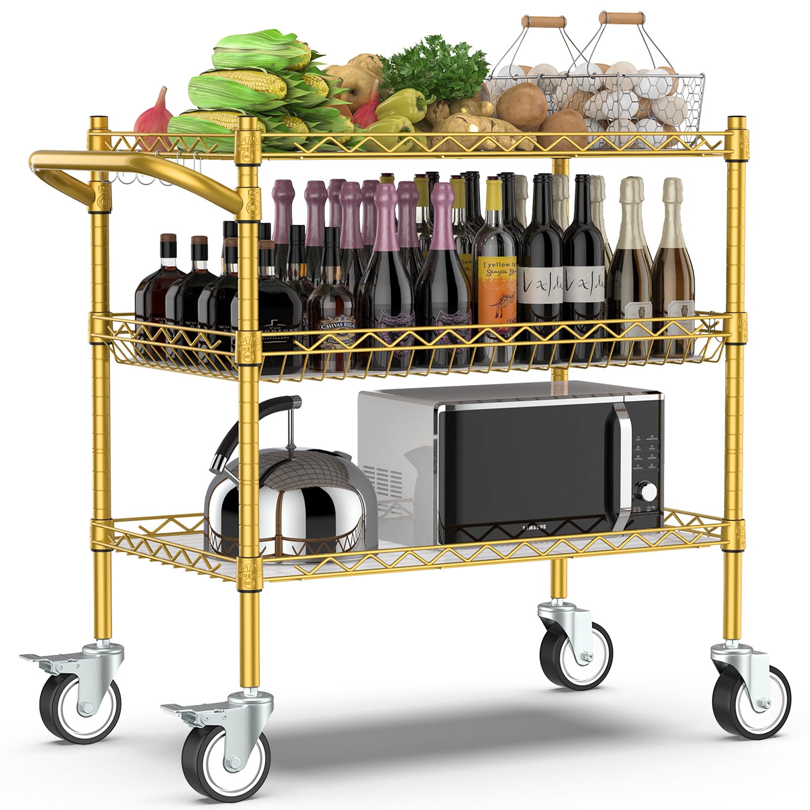 3 Tier Rolling Carts with Wheels
