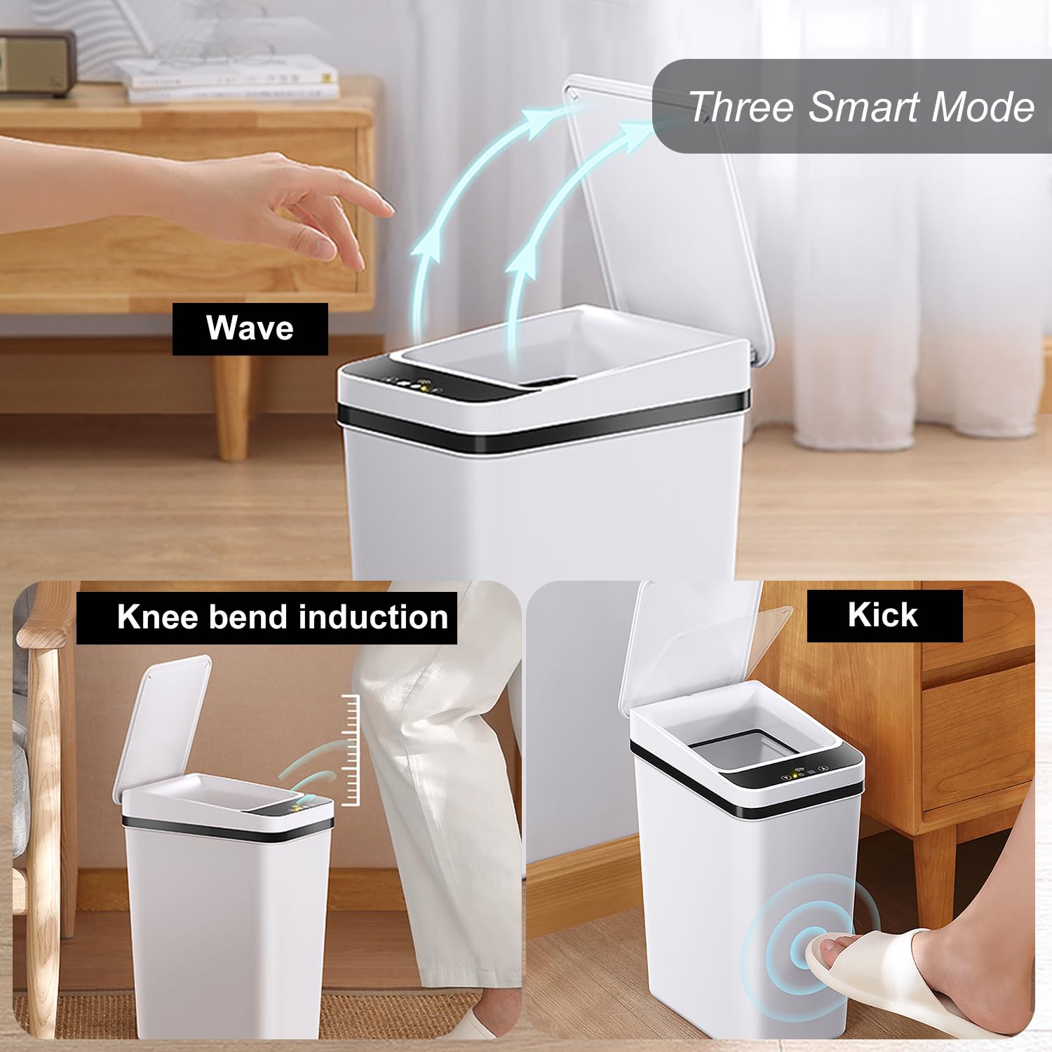 2 PACK Slim Touchless Bathroom Trash Can (2 Count)