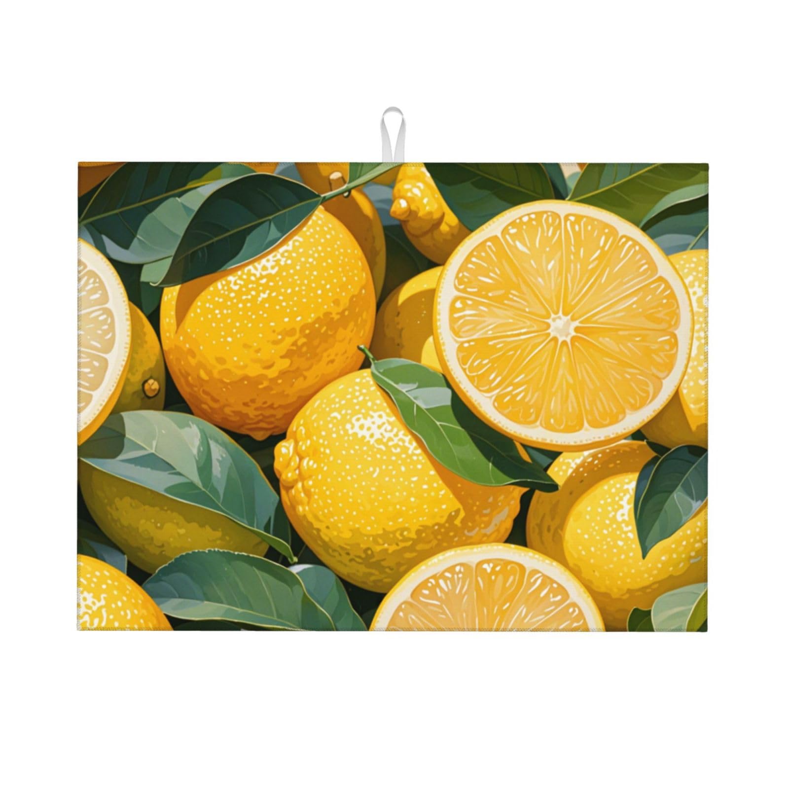 lemon Dish Drying Mat Highly Absorbent Double