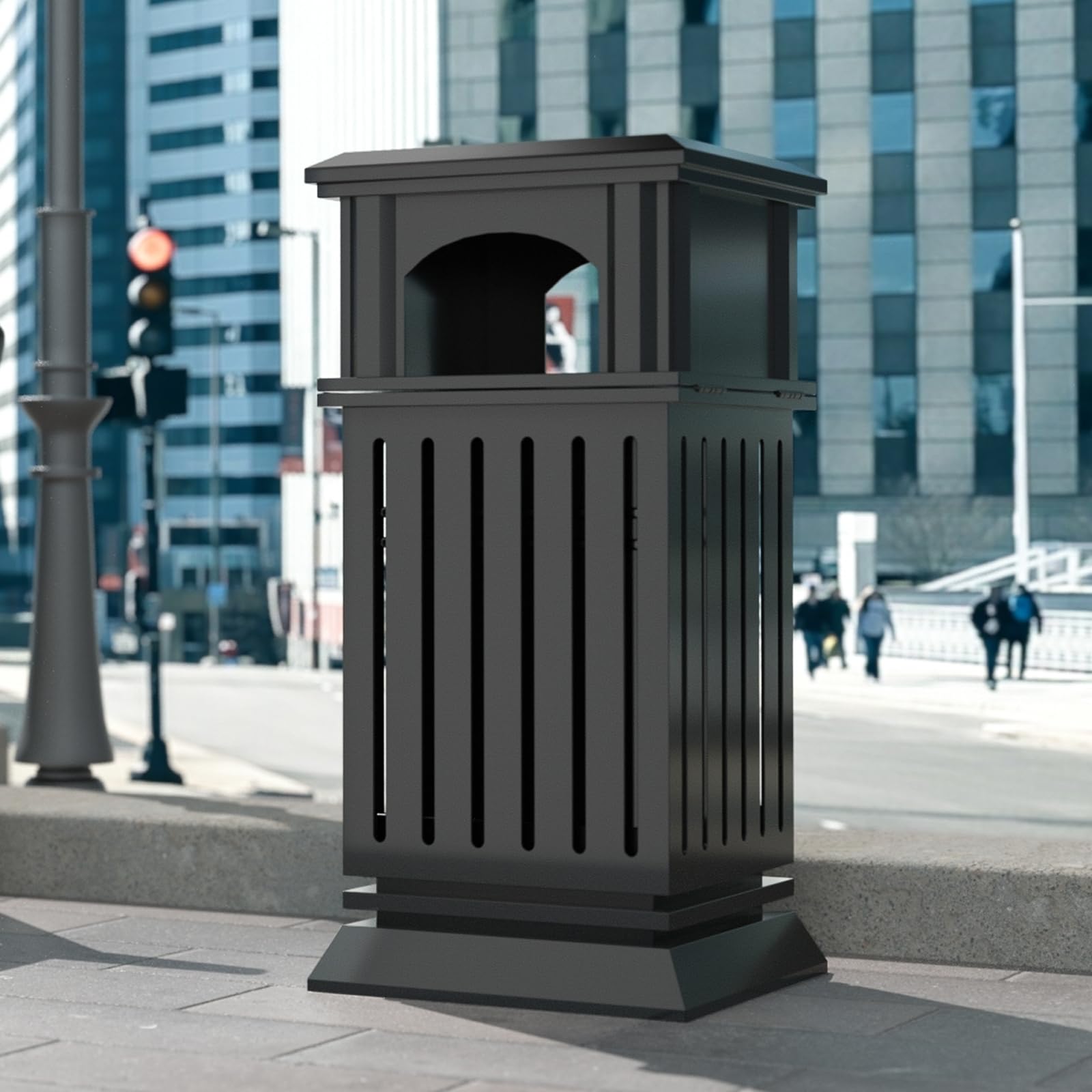 Commercial Outdoor Trash Can with Lid