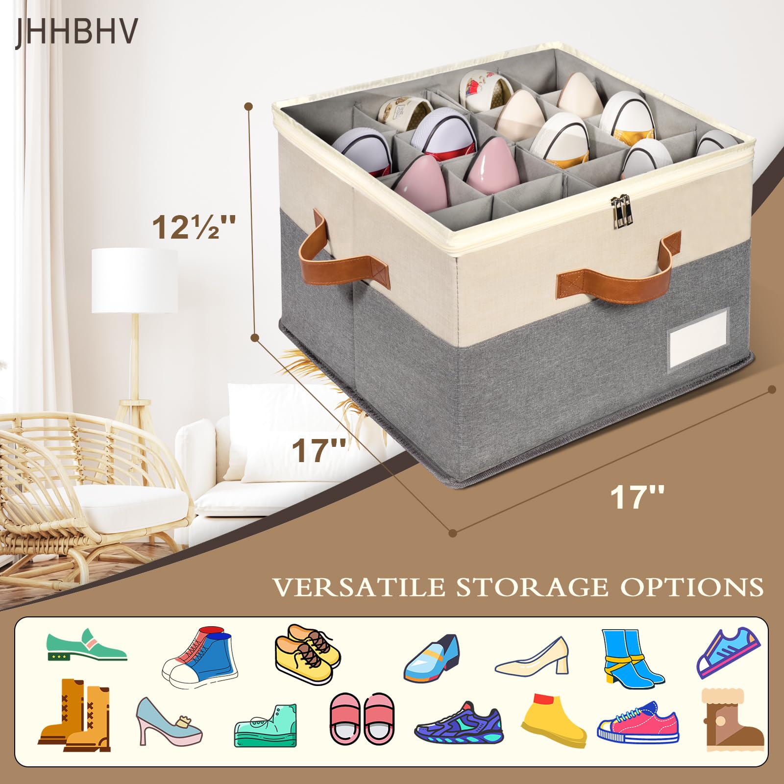 1 Pack Shoe Organizer for Closet with Adjustable Divider Shoe Storage Box