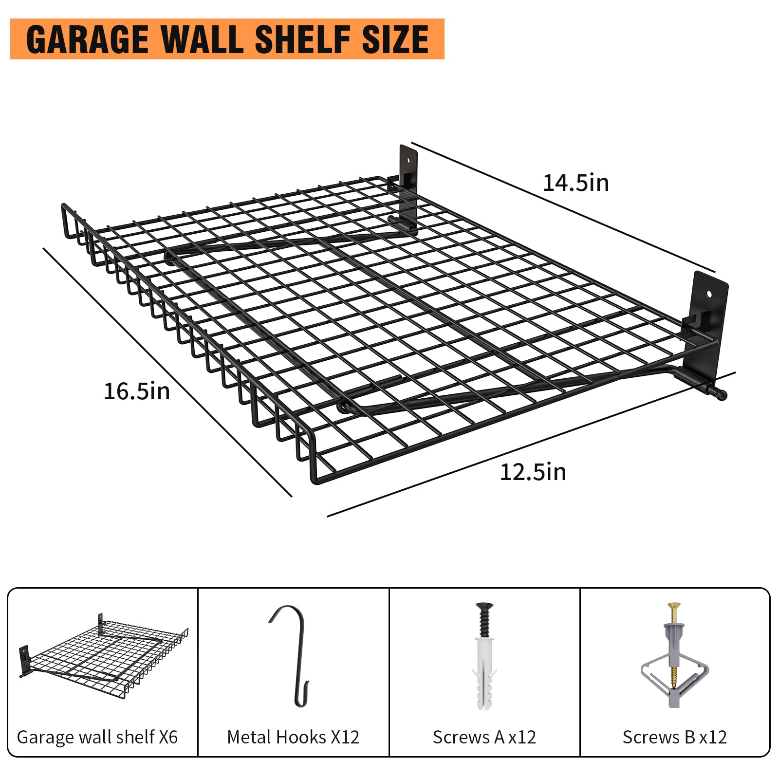 6 Pack Foldable Wall Shelf (6 Count)