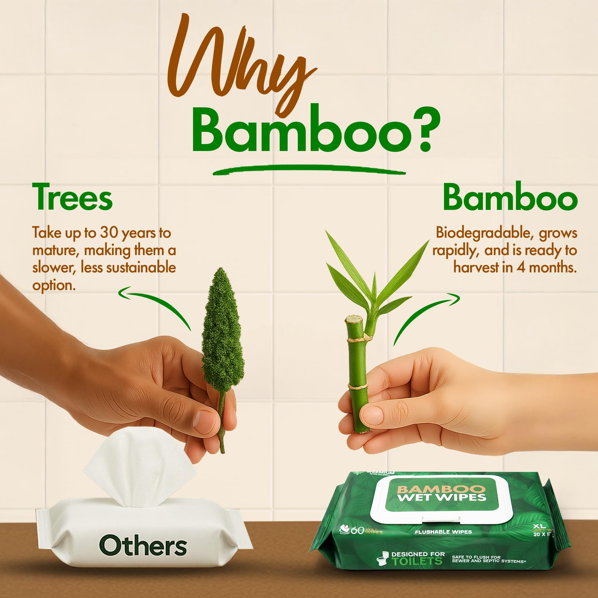 Bamboo Wipes Pack of 4 (240 Count)