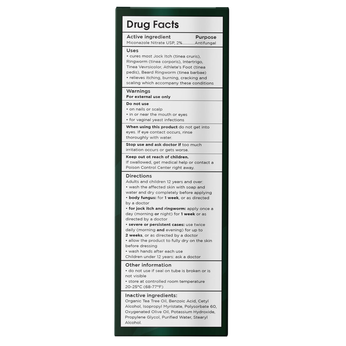 Antifungal Body Cream for Ringworm & Athlete's Foot with Tea Tree Oil (4.05 Fl Oz)