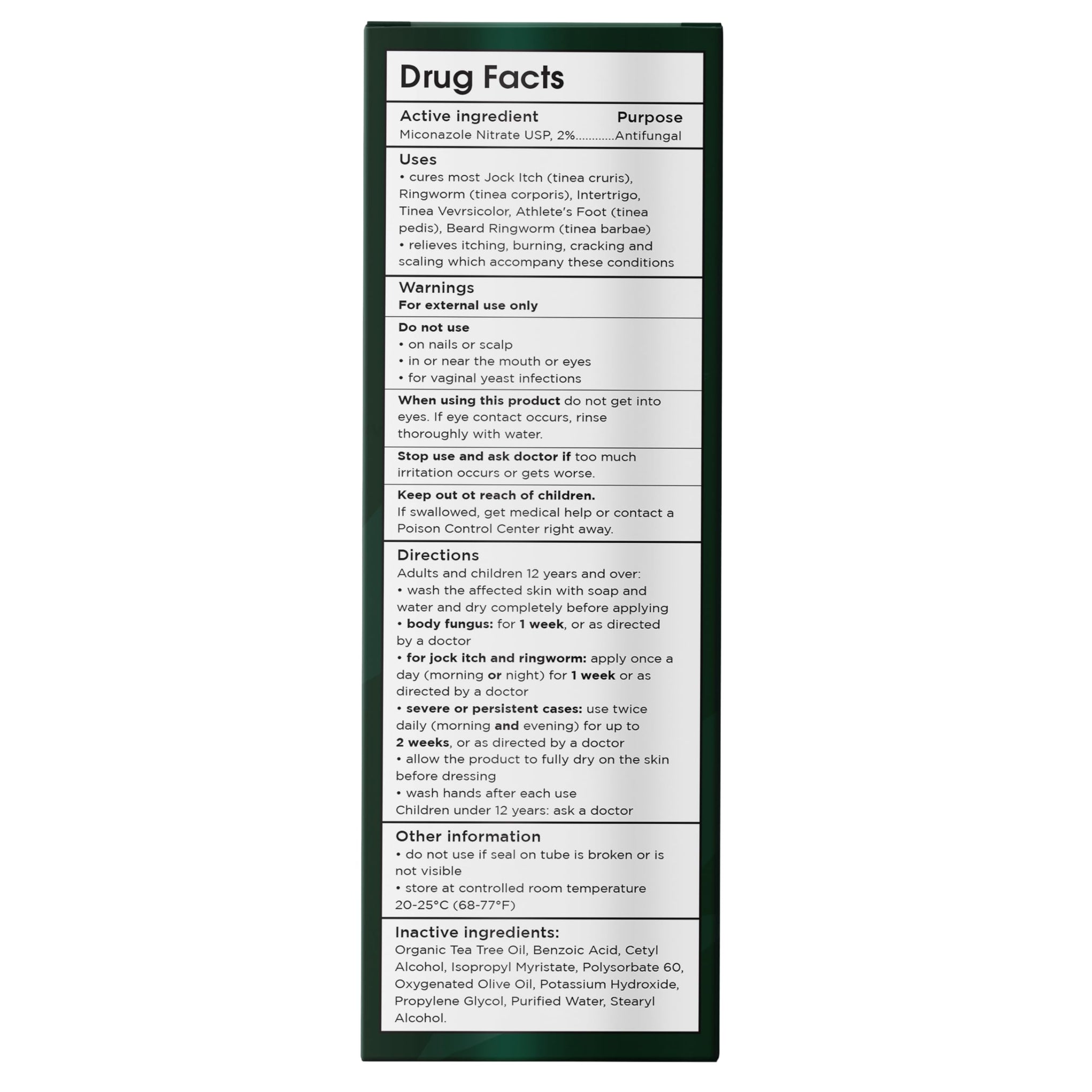 Antifungal Body Cream for Ringworm & Athlete's Foot with Tea Tree Oil (4.05 Fl Oz)