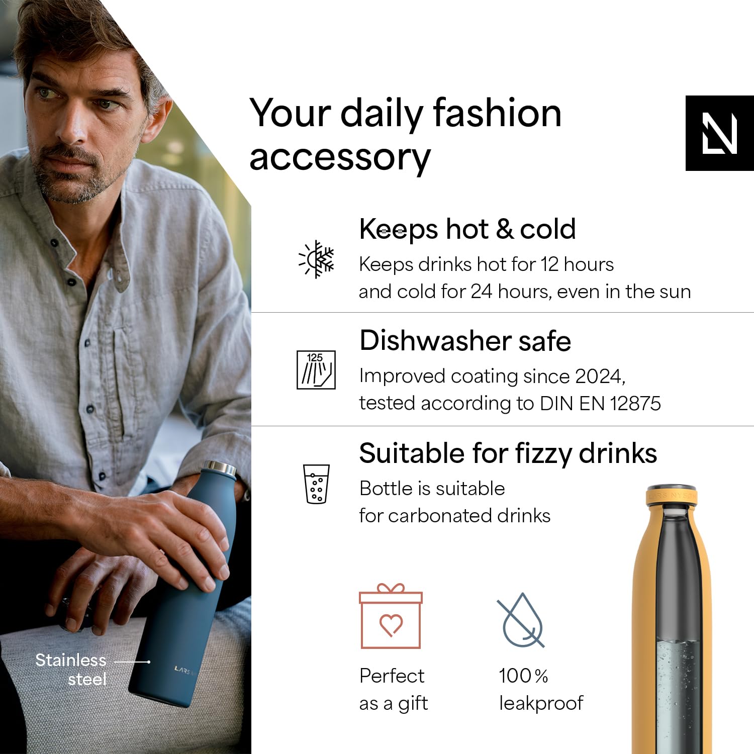 Stainless Steel Insulated Water Bottle 12oz 17oz 25oz 34oz 51oz