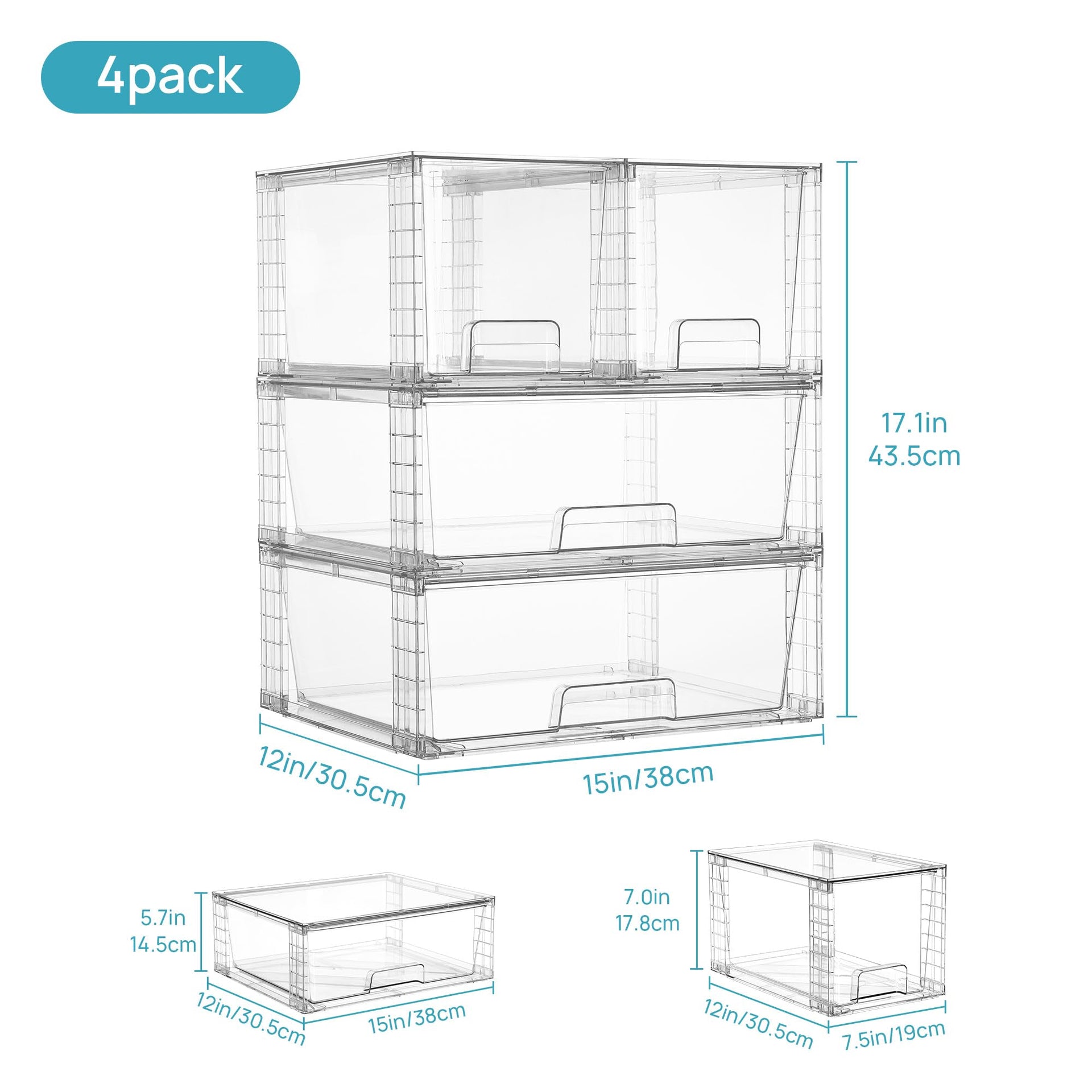 Clear Stackable Storage Drawers (4 Count)