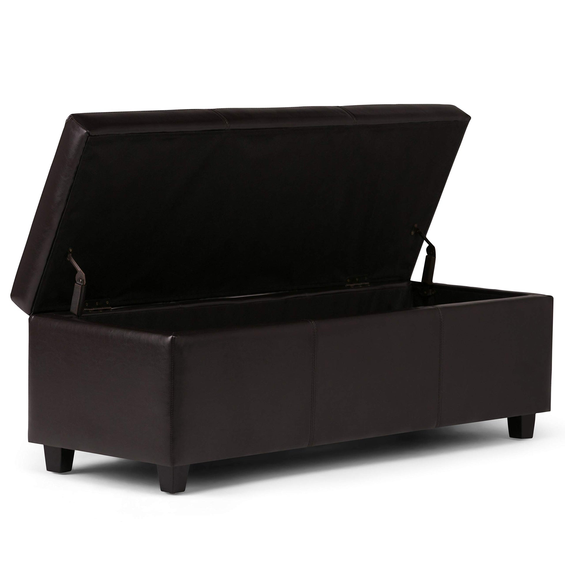 Avalon 48" Wide Vegan Leather Storage Ottoman in Tanners Brown