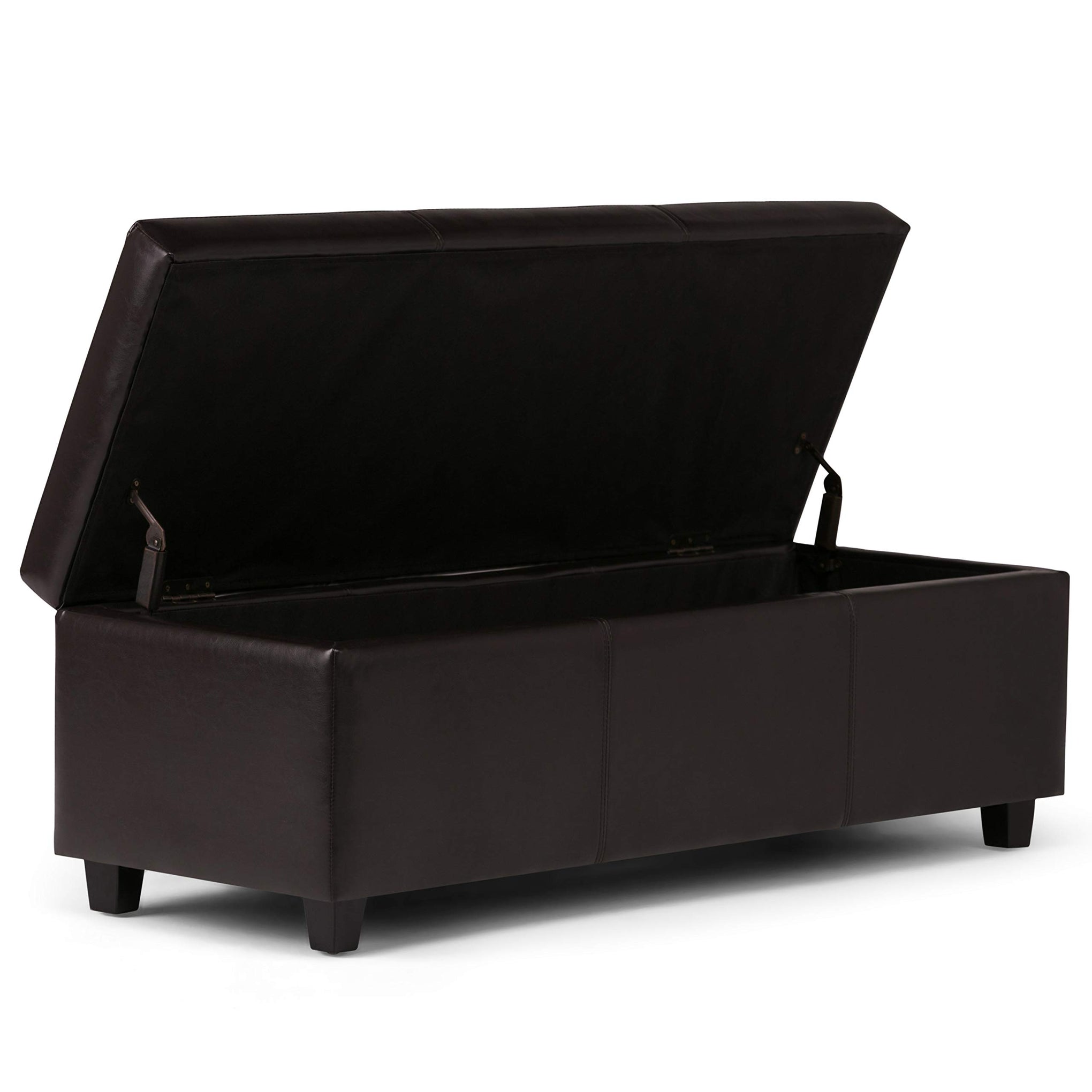 Avalon 48" Wide Vegan Leather Storage Ottoman in Tanners Brown