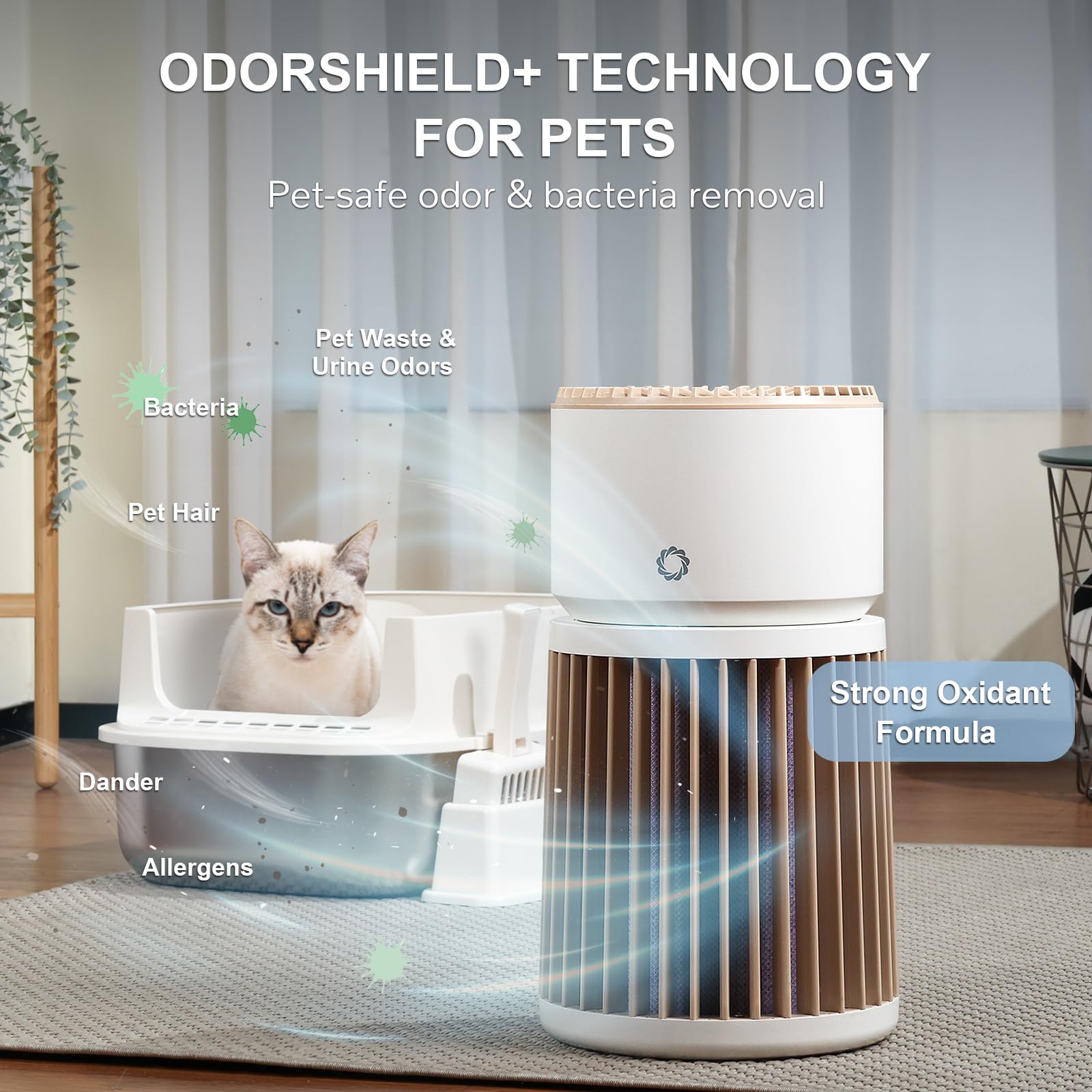 Pet Air Purifier H13 HEPA Up to 2000 sq.ft