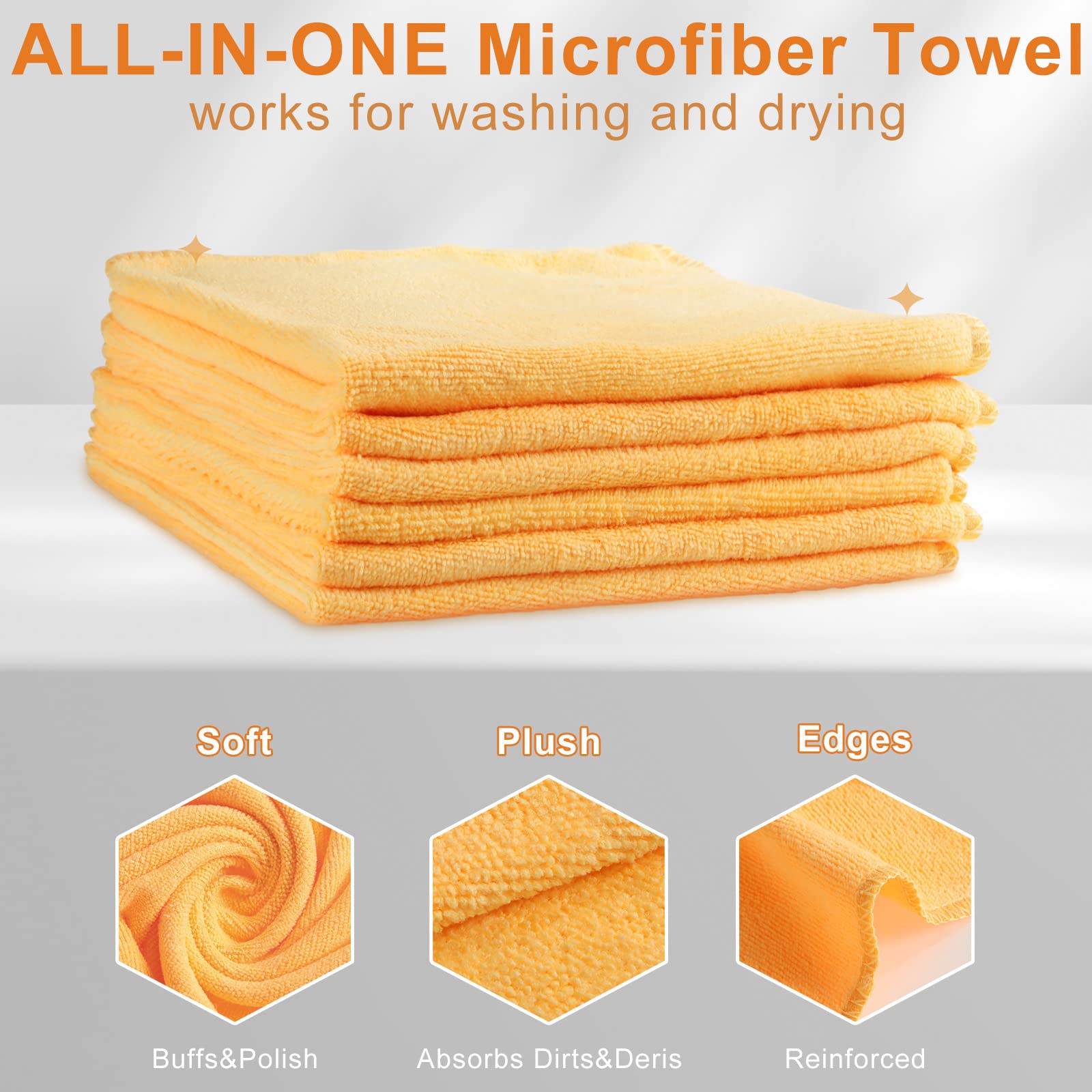 Microfiber Cleaning Cloths for Cars 16 x 16 Inch Ultra Absorbent Car Towels Drying Reusable Cleaning Supplies House Kitchen Window Microfiber Towel (60 Count)
