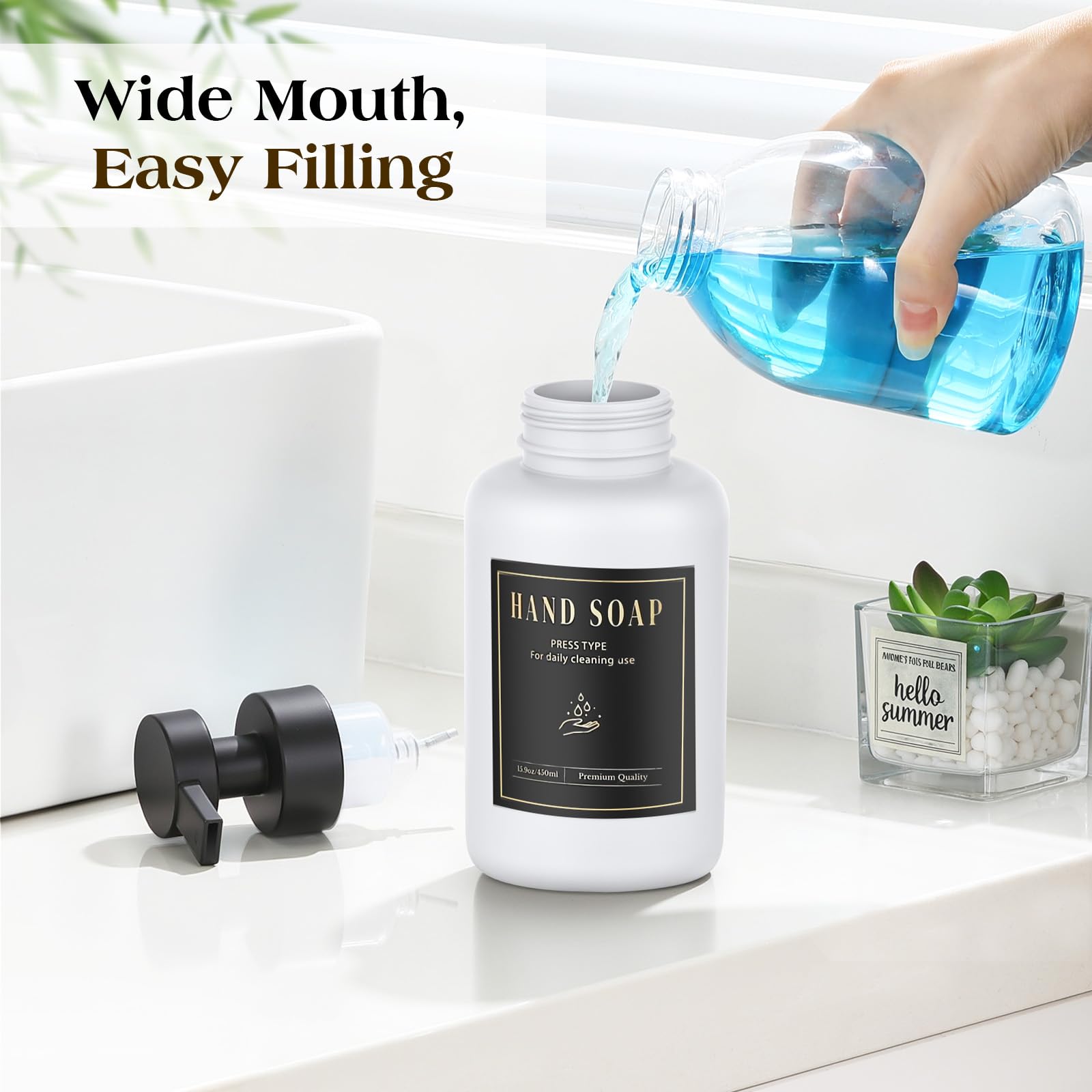 Glass Foaming Soap Dispenser 15oz Hand Soap Bottle (2 Count)