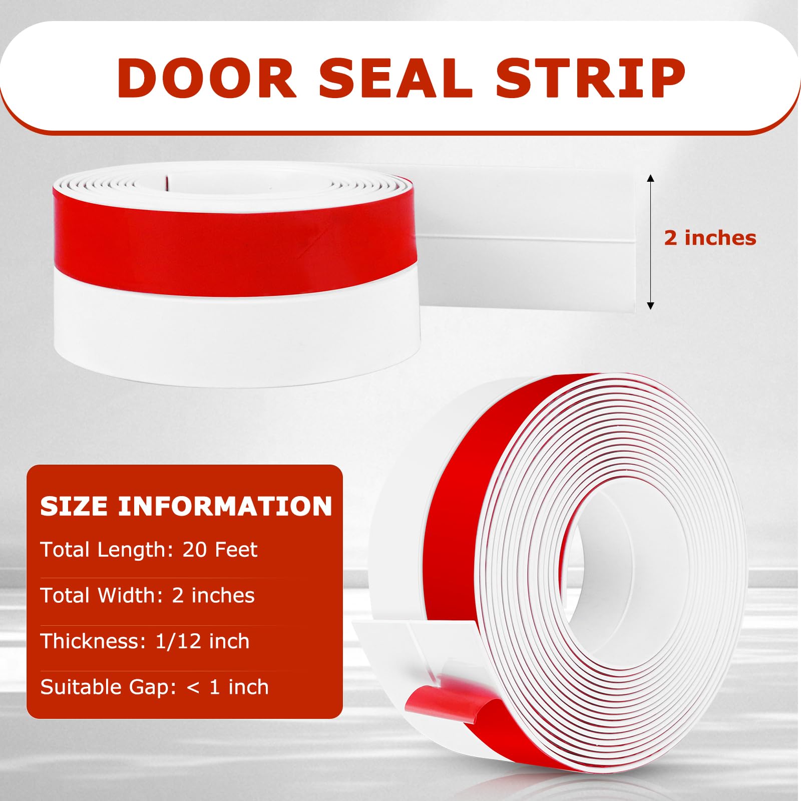 Weather Stripping Door Seal Self Adhesive Door Draft Stopper (20 Foot)